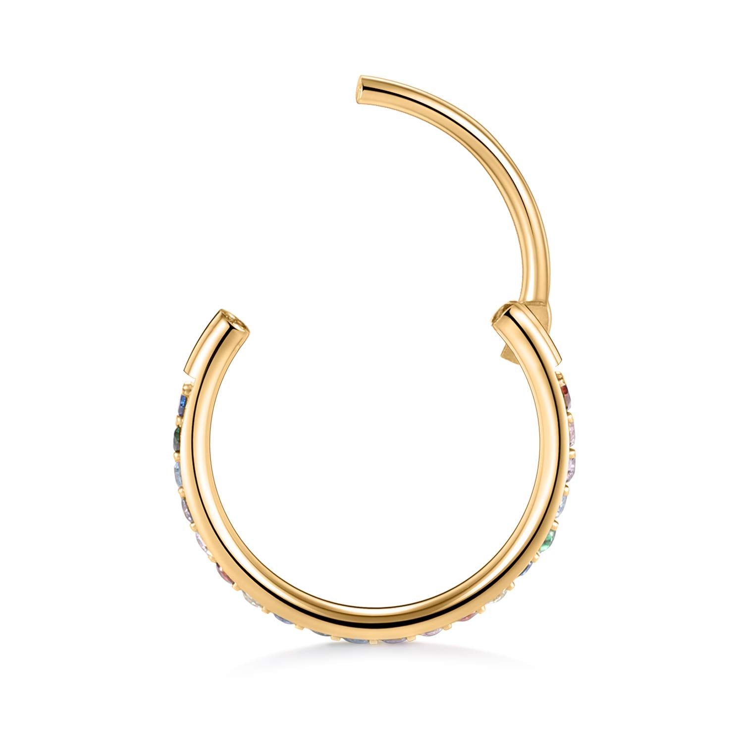 FUNLMO 18g Cartilage Earring Hoop Nose Rings 18 Gauge Nose Ring Hoop Daith Helix Earrings Forward Helix Earring Rainbow CZ Rook