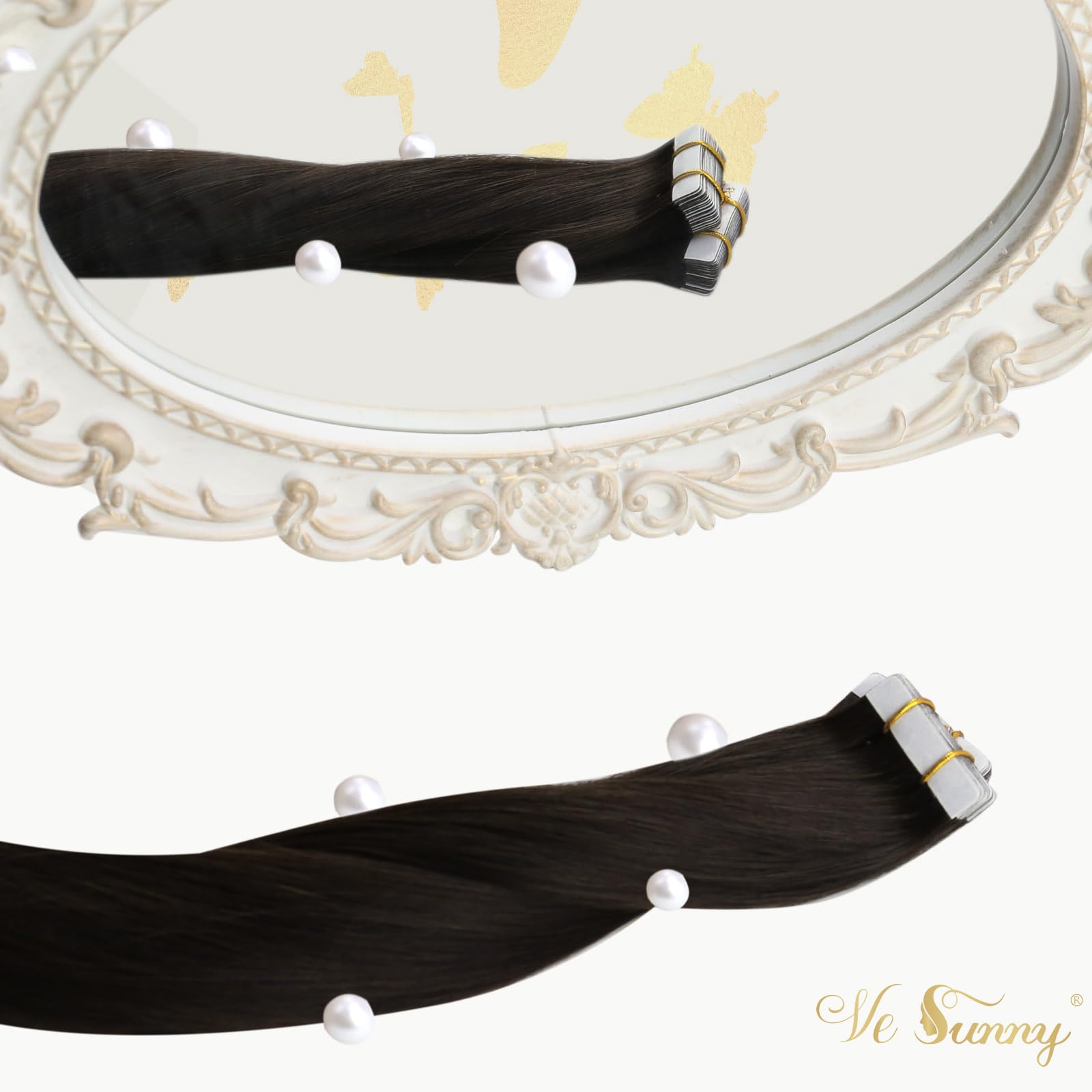 Ve Sunny Short Tape On Hair Extensions Darkest Brown Tape In Hair Extensions Human Hair Brown Hair Extensions Real Human Hair Ta