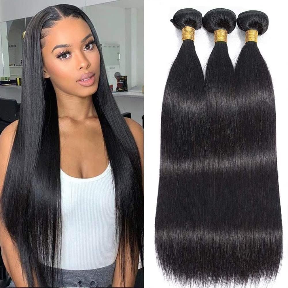 Straight Human Hair Bundles 24 24 24 Inch Brazilian Straight Hair Bundles 100% Unprocessed Virgin Hair Weave Bundles Human Hair 