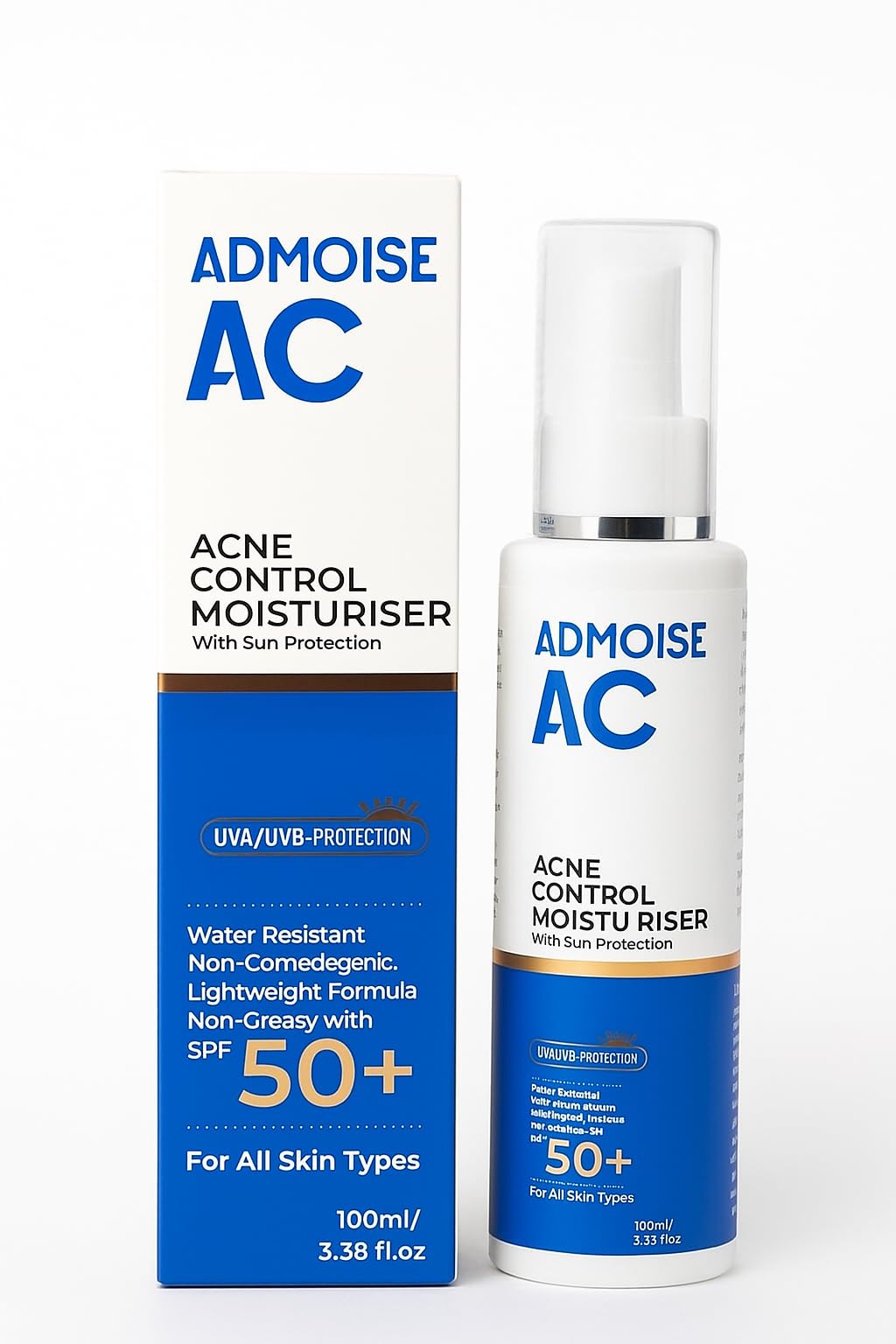 Admoise Ac Moisturiser Spf 50+ 100 Ml | Oil Control & Hydration Care | Water Resistant Daily Face Moisturiser | Lightweight Non