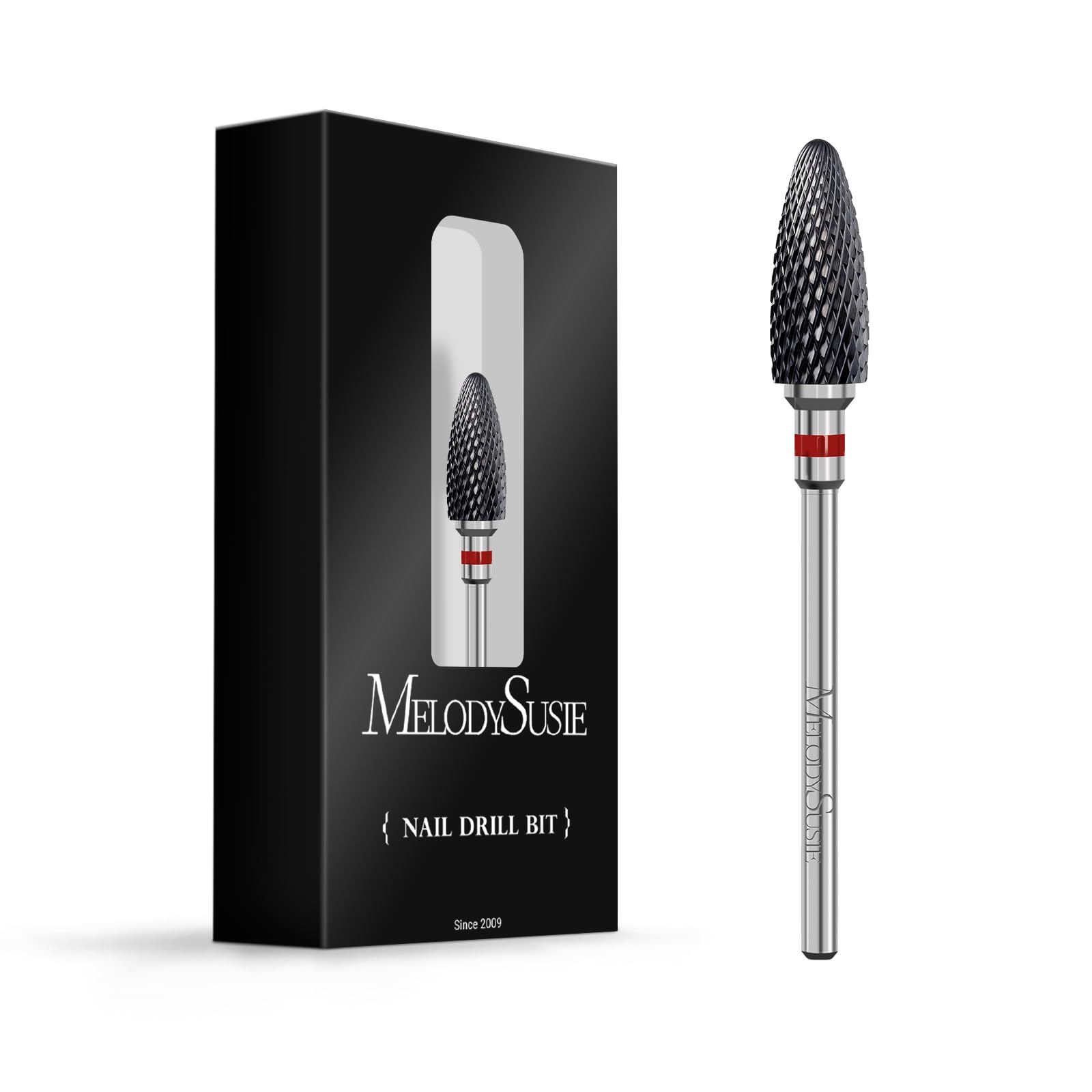 MelodySusie Ceramic Nail Drill Bit, 3/32 ' ' (2.35mm) Professional Acrylic Nail File Flame Drill Bit for Manicure Pedicure Cutic