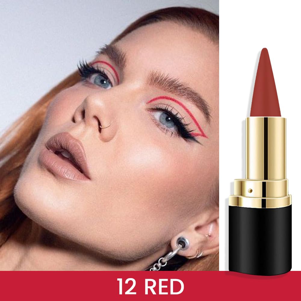 Kaely 2Pcs Red Dark Red Gel Eyeliner Pencil Set,Waterproof Color Colored Eye Liner Crayon,Cat Eye Stencil Gothic Halloween Makeu