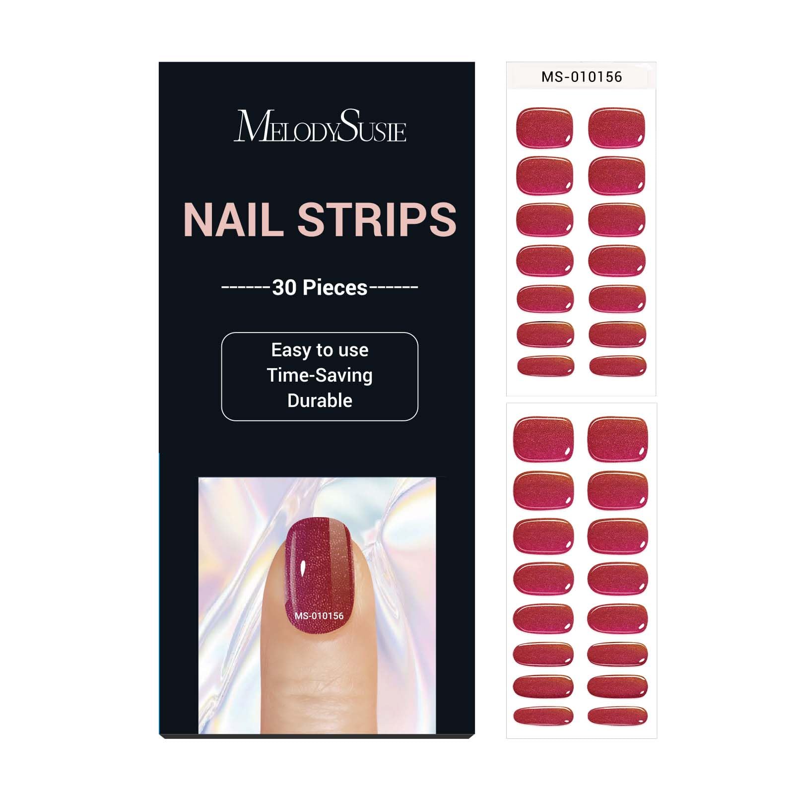 MelodySusie Semi Cured Gel Nail Strips (Chrome Pink)- Works with Nail lamp, Salon-Quality, Long Lasting, Easy to Apply & Remove 