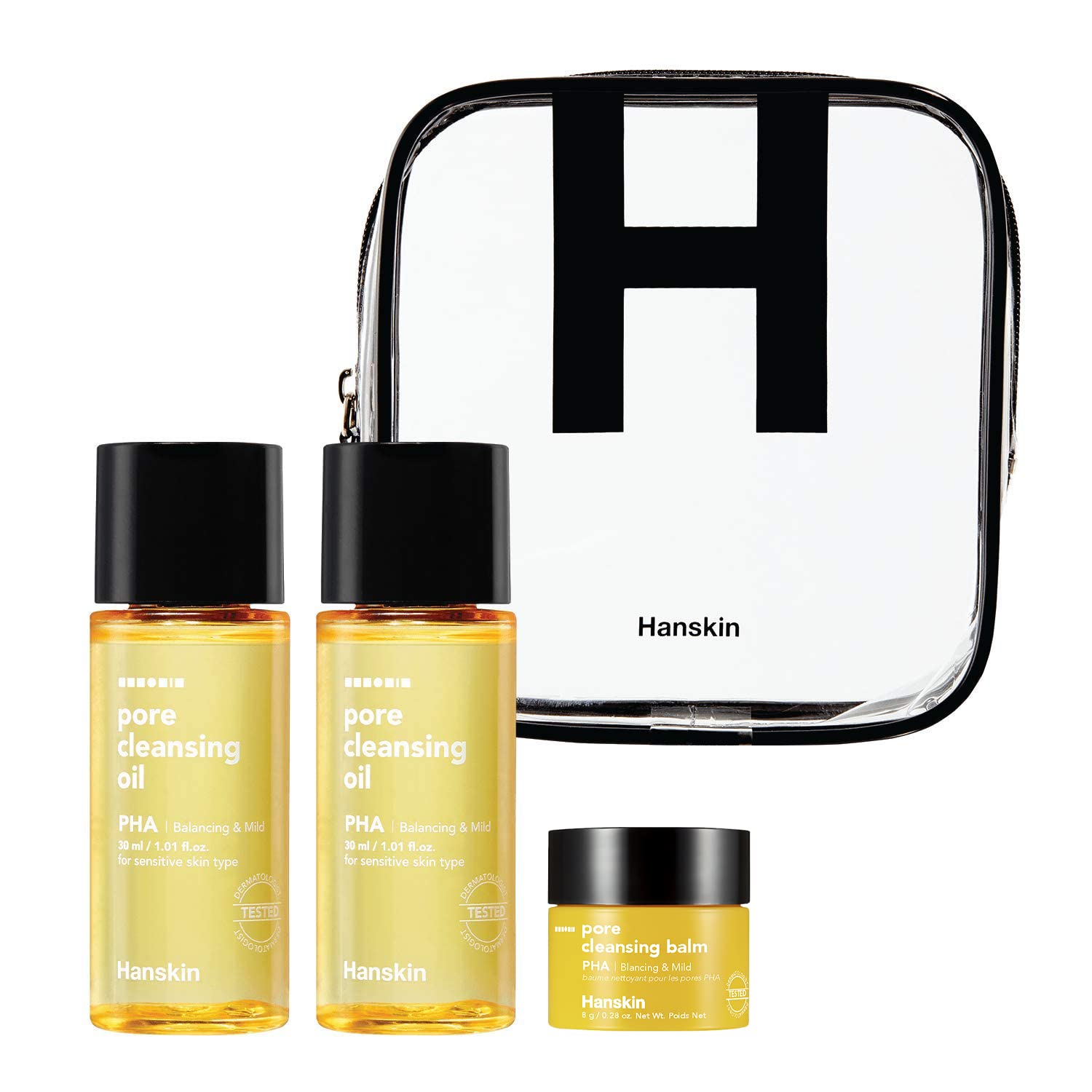 Hanskin PHA Pore Cleansing Oil and PHA Cleansing Balm, Sample Trial Size, Travel Size Mini Makeup Remover Set, Gentle Blackhead