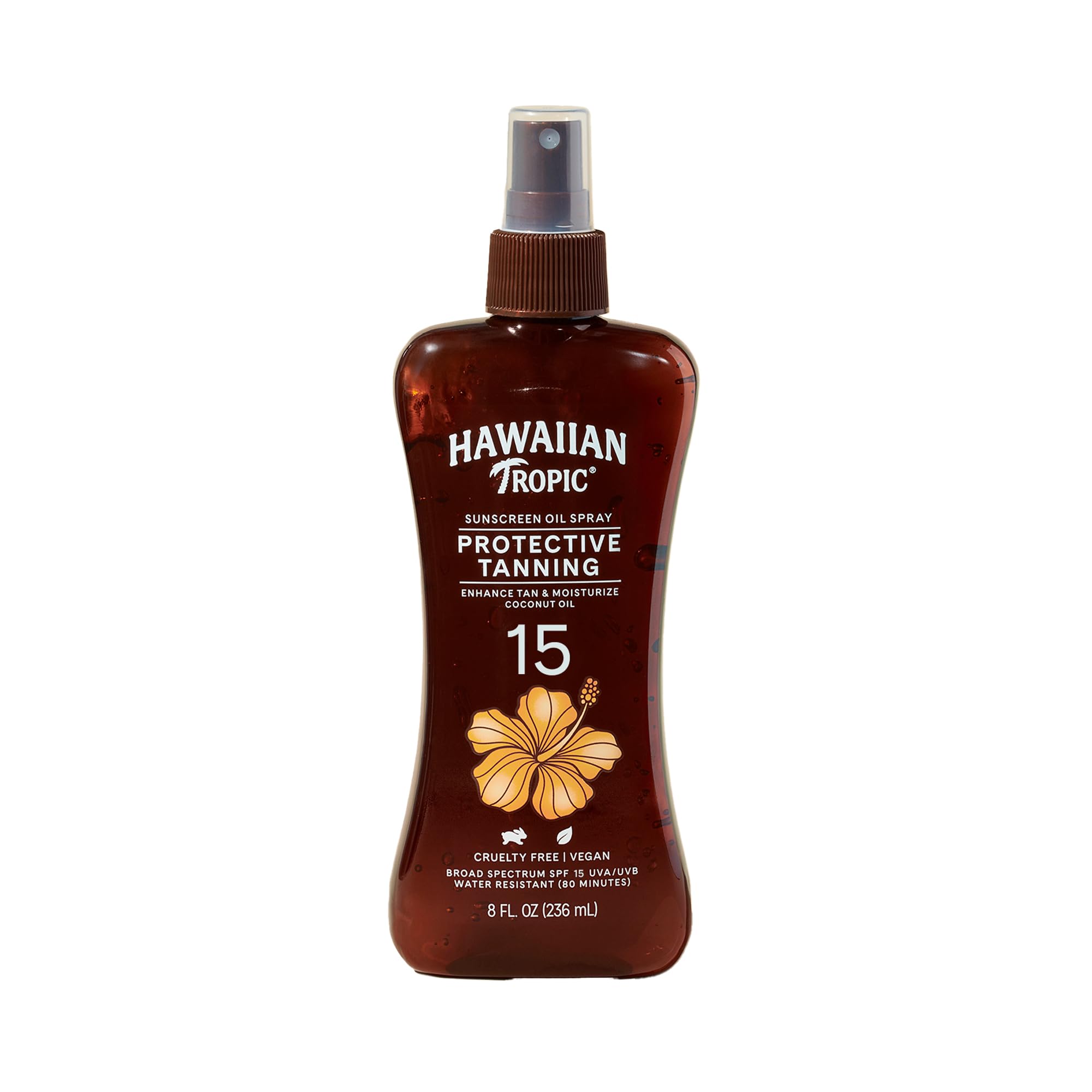 Hawaiian Tropic Protective Tanning Oil Spray Sunscreen Spf 15, 8Oz | Tanning Sunscreen, Tanning Oil With Spf, Moisturizing Body