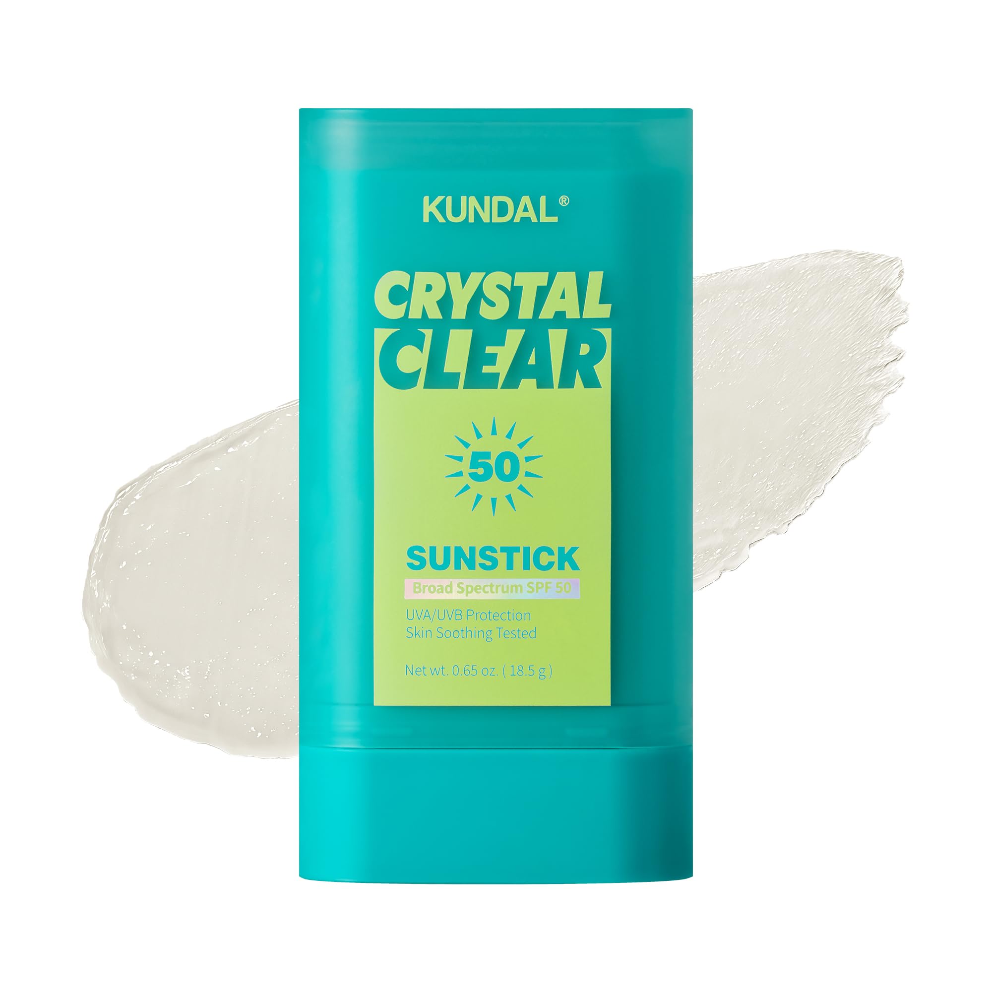 KUNDAL Crystal Clear K Beauty SPF 50 Broad Spectrum Sun Stick, .65oz  Lightweight Sun Protection, Solid Applicator Glides Over 