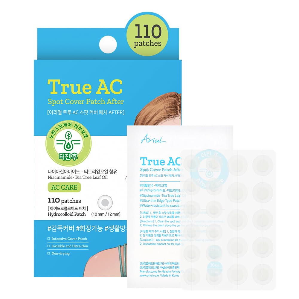 Ariul True AC Spot Cover After Care Patch, invisible patch, Hydrocolloid Acne Pimple Patches for Covering Zits and Blemishes (Ni