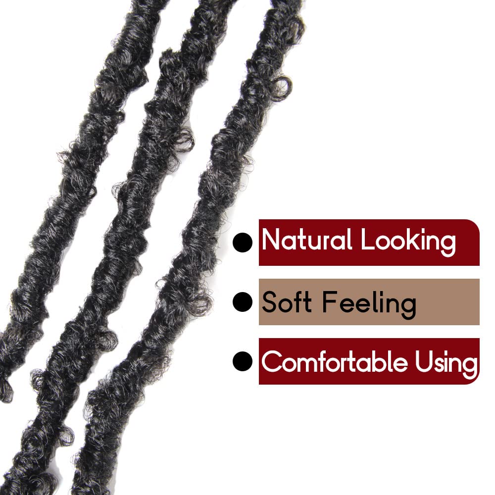 14 Inch Light Weight Butterfly Locs Crochet Hair 8 Packs Butterfly Faux Locs Crochet Hair Short Black Distressed Butterfly Locs,