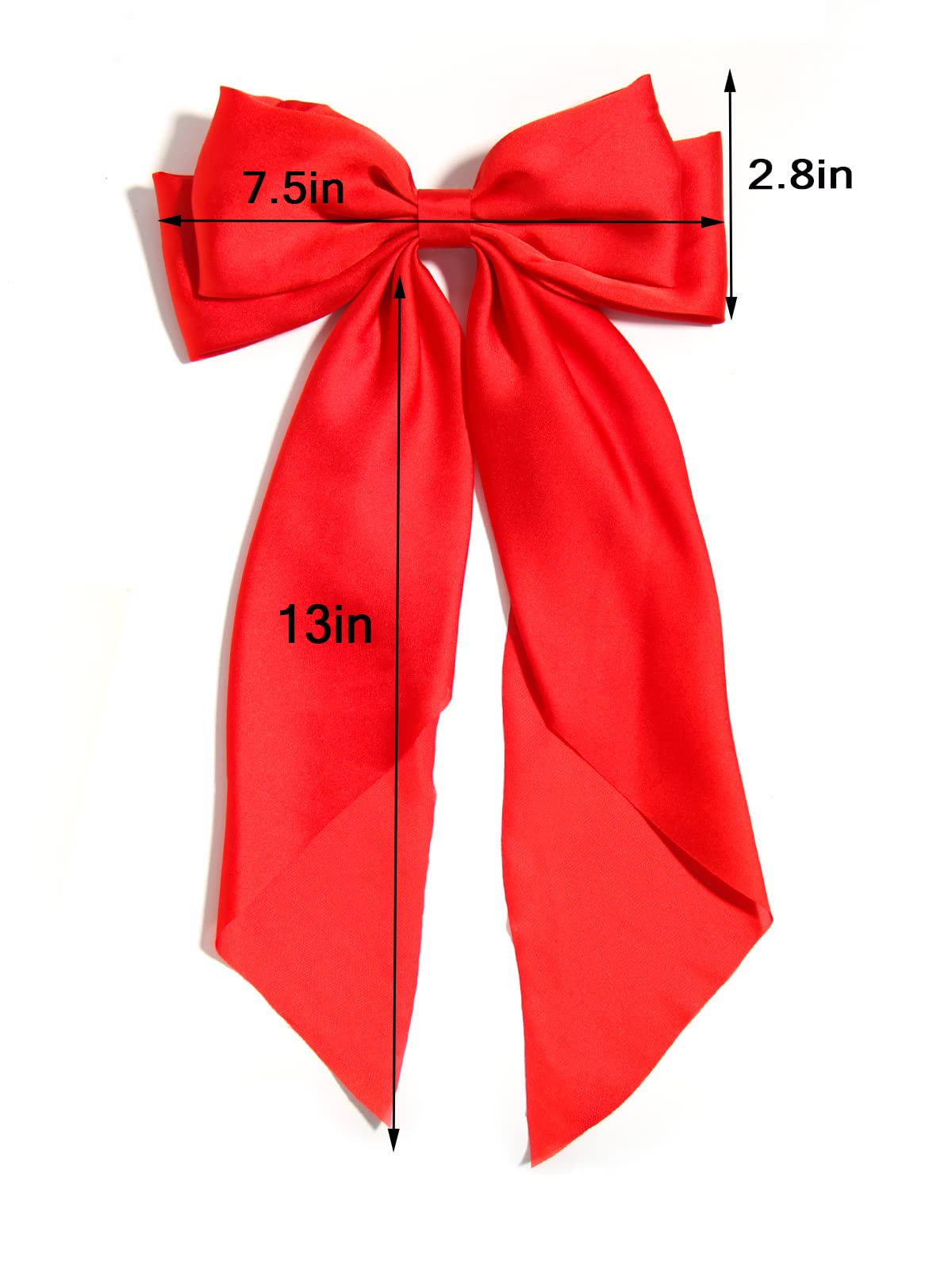Susulu Large Hair Bow Clips For Women Red Royal Blue Hair Bows Slides For Girls Satin Hair Barrettes With Long Ribbon Tail,Weddi