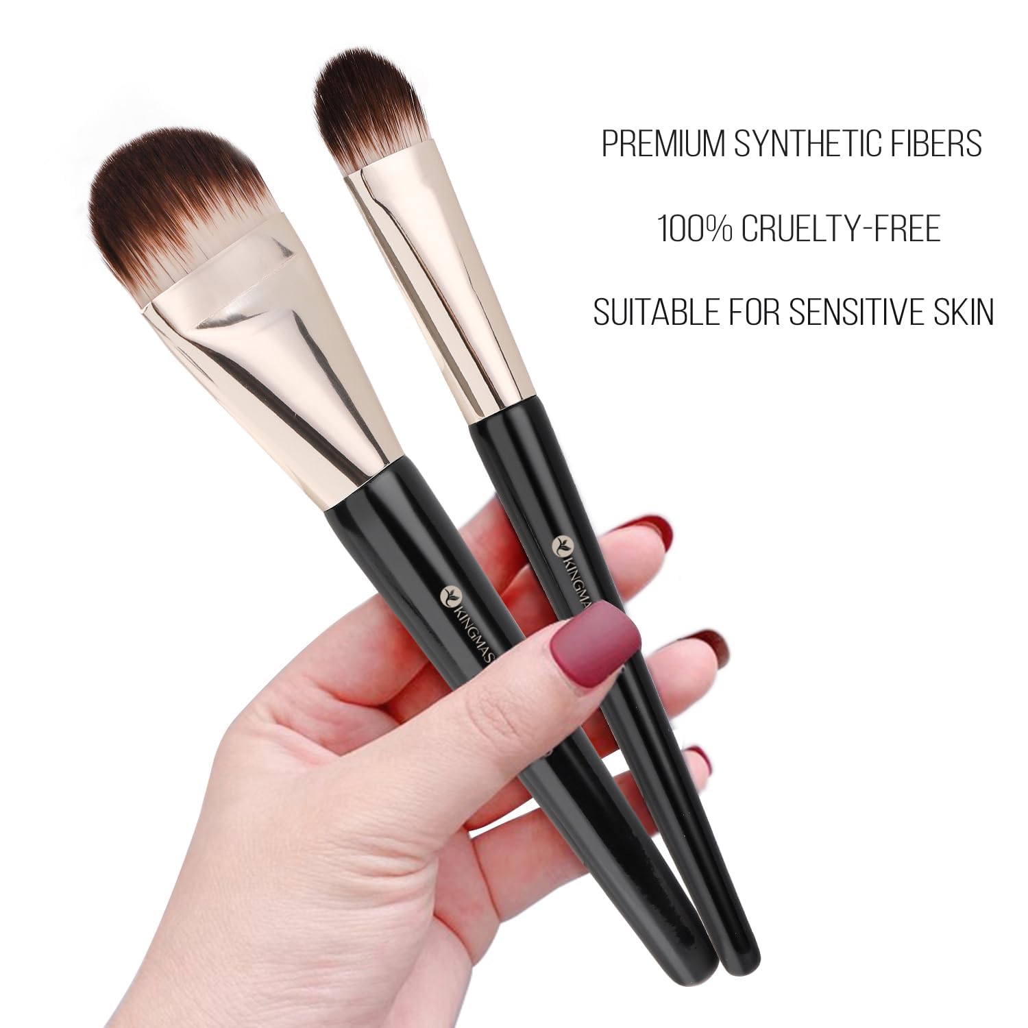 Kingmas 2Pcs Foundation Makeup Brush, Premium Under Eye Nose Contour Brush, Flat Tongue-Shape Concealer Makeup Brush For Liquid