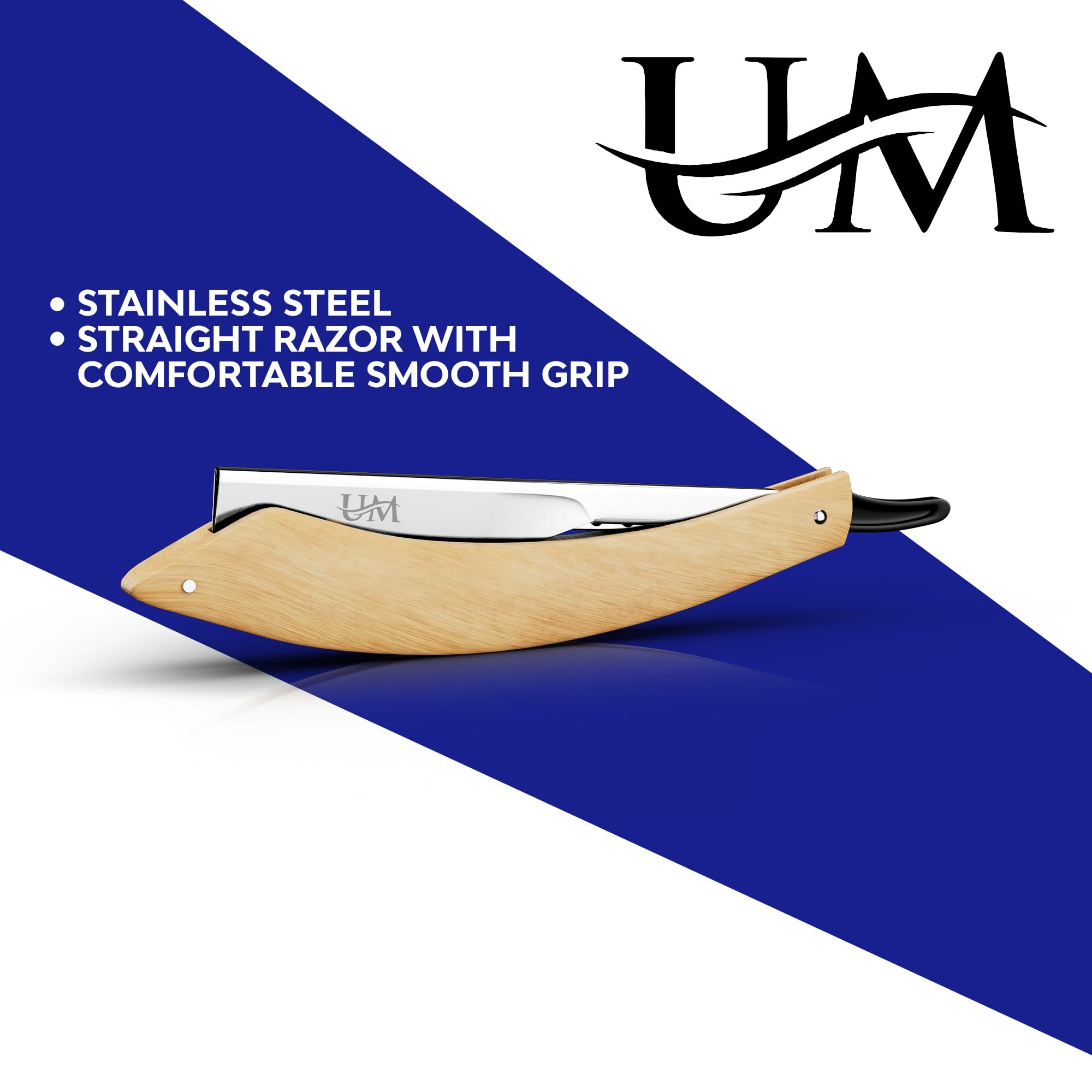 Um Supplies Straight Edge Razor With 10 Replaceable Double Edge Blades Kit | Barber Razors For Shaving Stainless Steel | Navajas