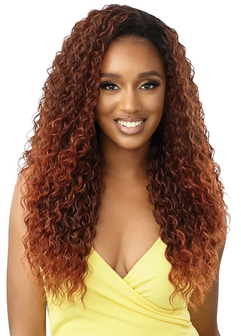Outre CONVERTI CAP WET AND WAVY STYLE WIG - KISSED BY MIST (Color:DR HONEY BROWN)