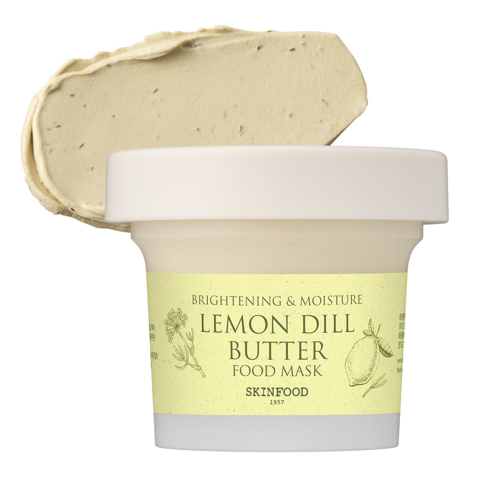 Skinfood Lemon Dill Butter Food Mask, 120G | Korean Brightening Face Mask | Lemon Extract & Niacinamide | Nourishing Shea, Mango
