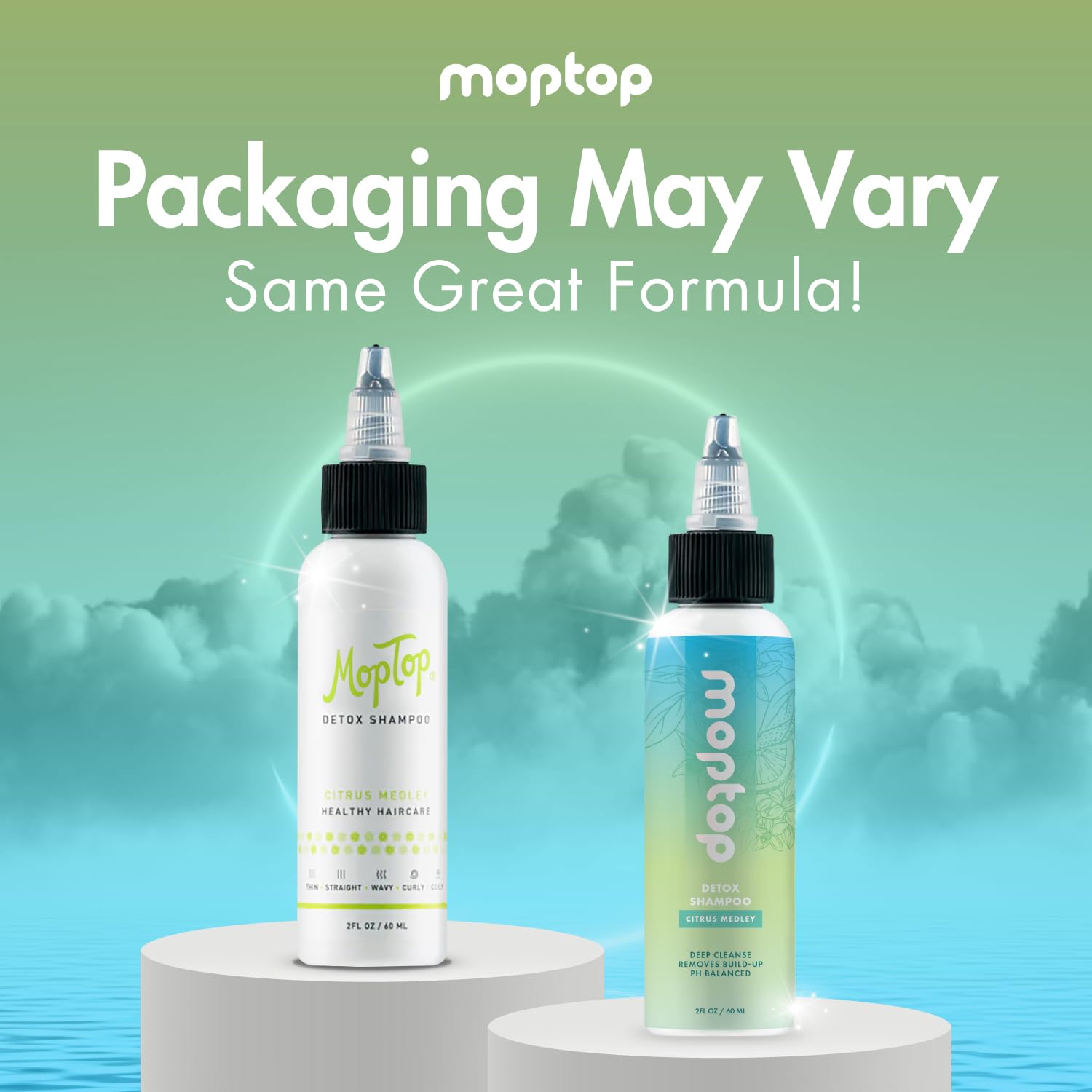 Moptop Detox Shampoo, Hair Cleanser, All Hair Types, Clarifying Shampoo Cleanse For Oil, Dirt, & Hard Water, Removes Buildup, Ci