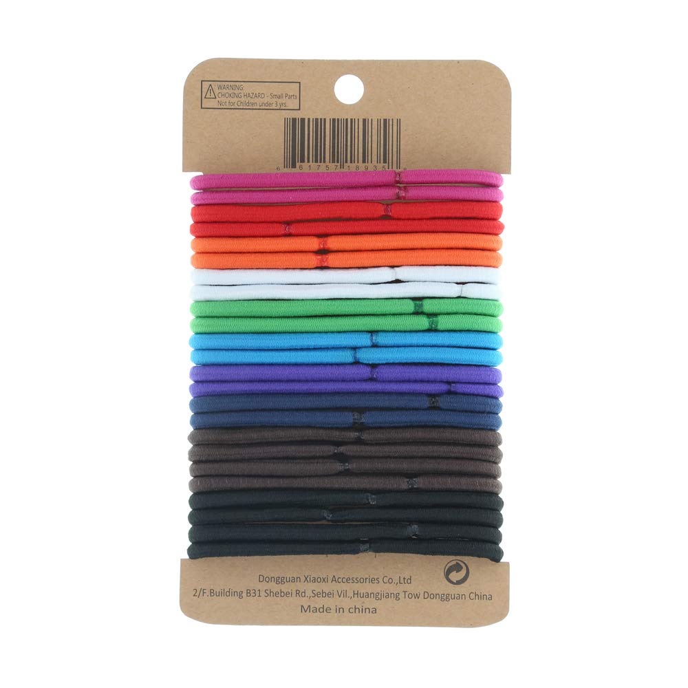 Minihope no-metal elastic hair ties, women's multicolor thick large elastics, 5MM for thick hair 24 Count
