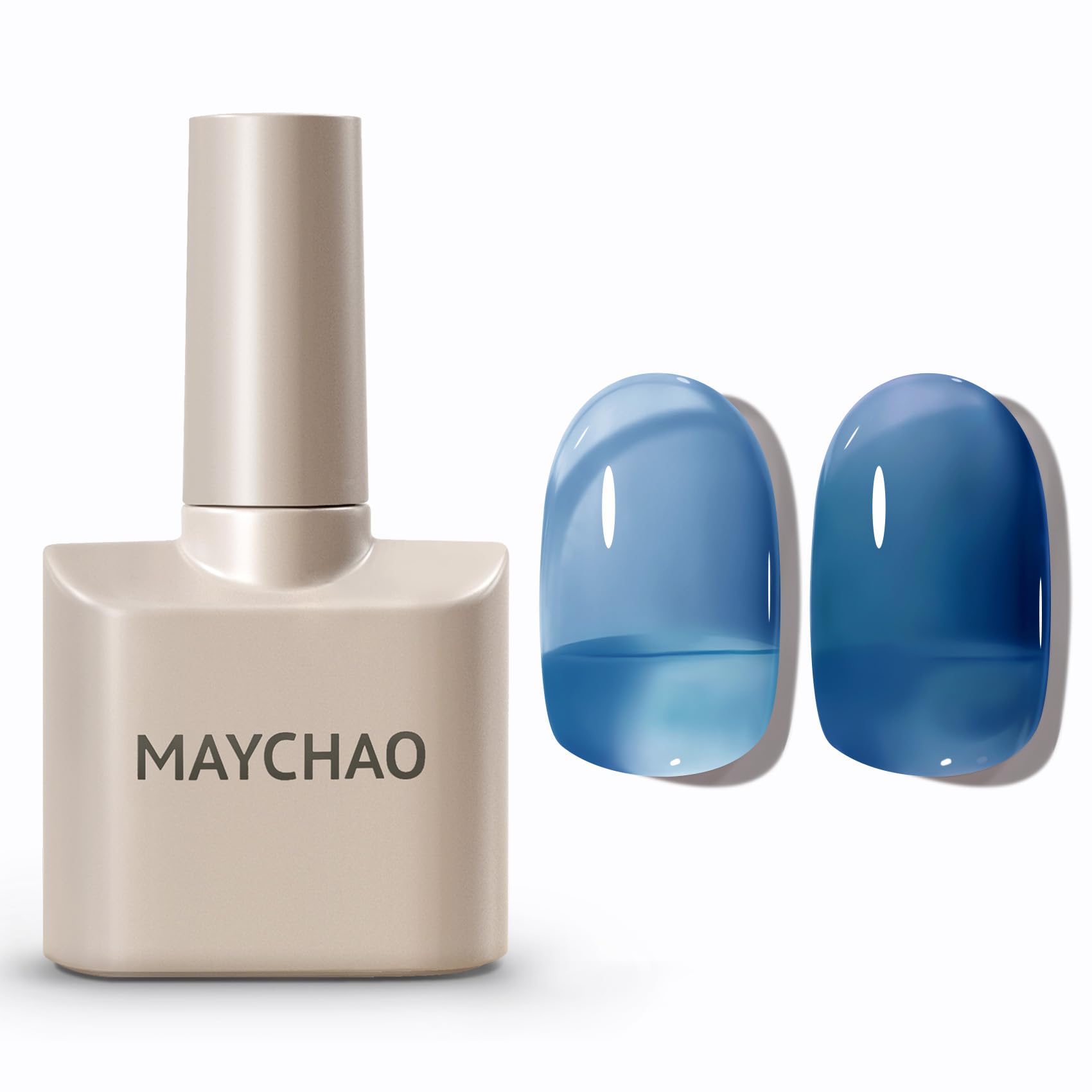 MAYCHAO Jelly Gel Nail Polish -15ML Sea Blue Jelly Gel Polish Soak Off UV LED Sheer Blue Nail Polish for DIY Manicure Home Salon