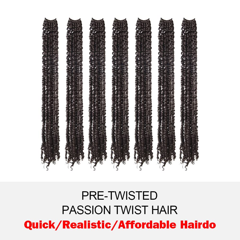 Wudas Long Passion Twist Hair 22 Inch Pre-Twisted Passion Twists Crochet Hair Brown Pre-Looped Synthetic Crochet Braids (7 Packs