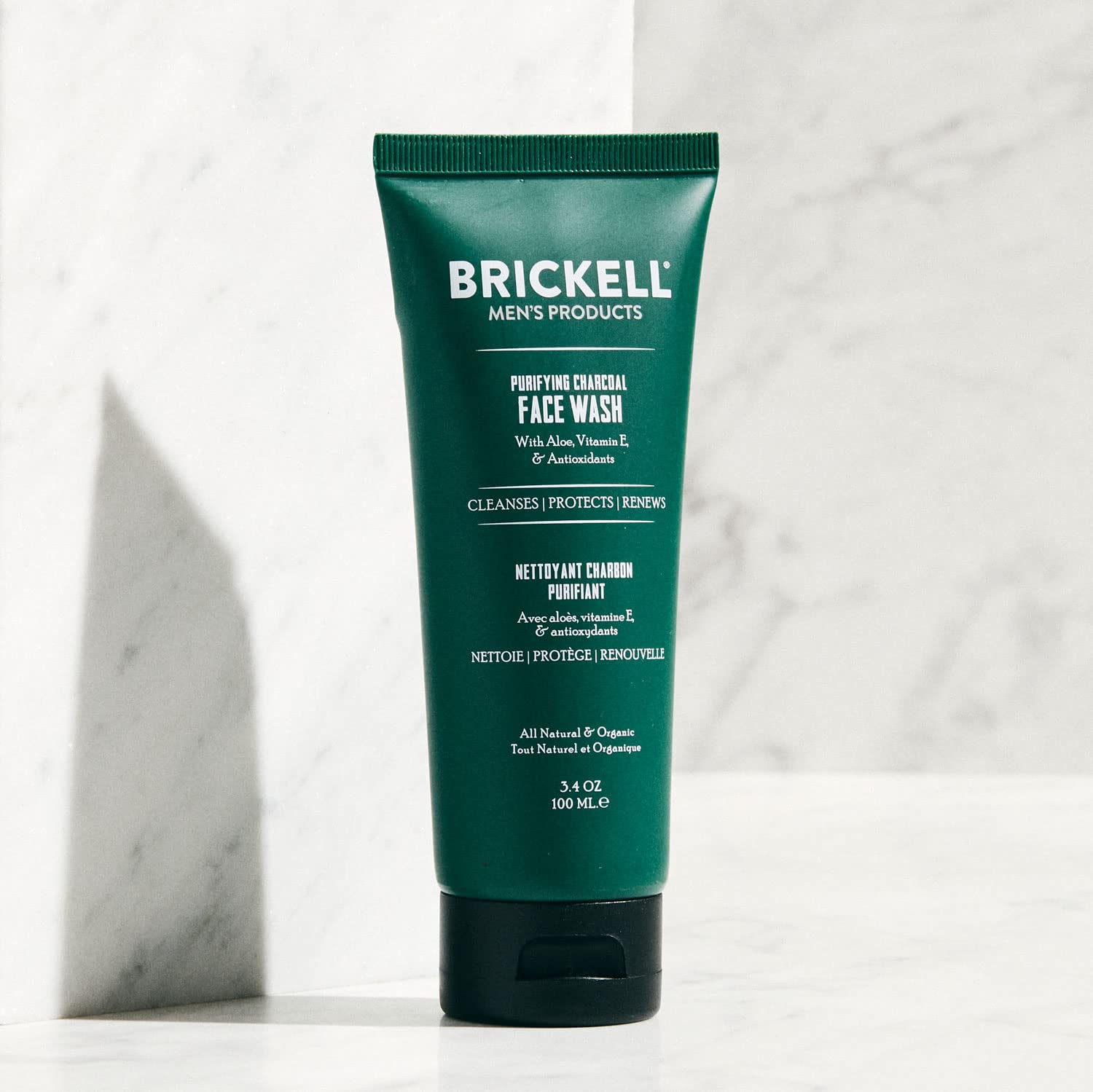 Brickell Men'S Purifying Charcoal Face Wash For Men, Natural And Organic Daily Facial Cleanser, 3.4 Ounce, Scented Men'S Face Cl