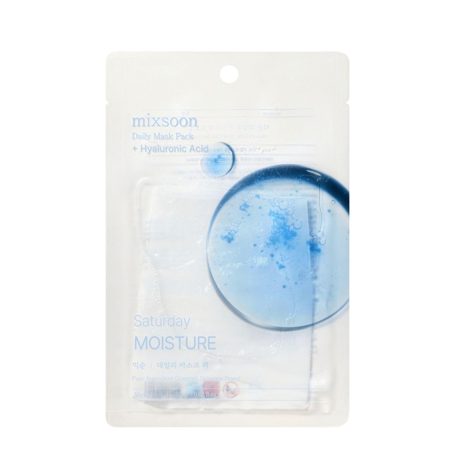 Mixsoon Daily Mask Pack Saturday 20 Ml | Deep Hydration & Barrier Support Sheet Mask | Korean Skincare | Hyaluronic Acid & Panth