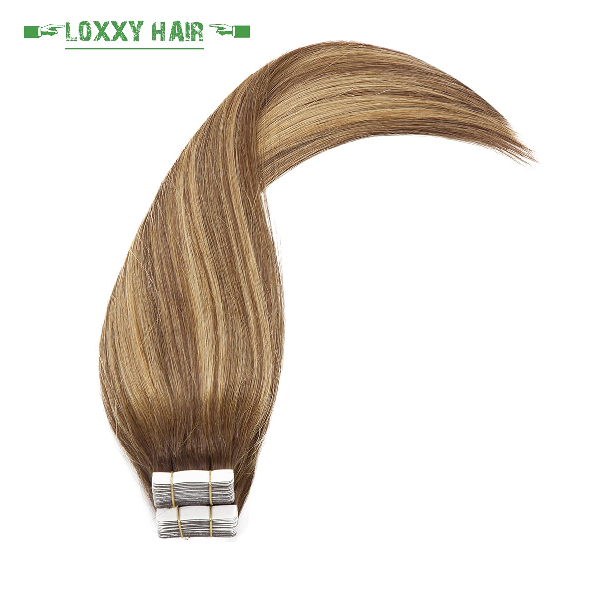 Loxxy Human Hair Tape In Extensions Invisible Brazilian Remy Hair Ombre Chocalate Brown Fading Into Chocolate Brown With Strawbe