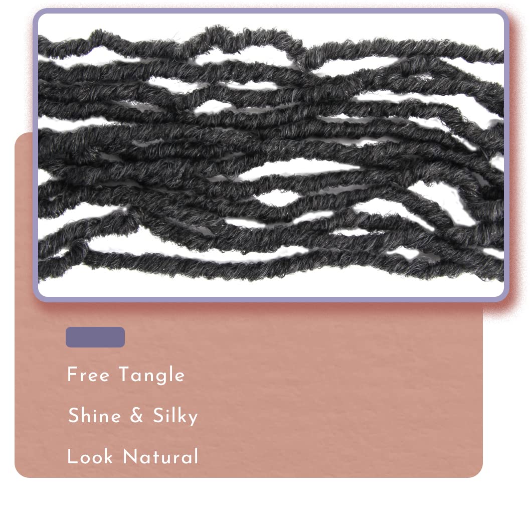 Bohobabe Faux Locs Crochet Hair 24 Inch, Boho Soft Crochet Locs With Curly Ends, Long Gray Bohemian Goddess Locs Crochet Braids