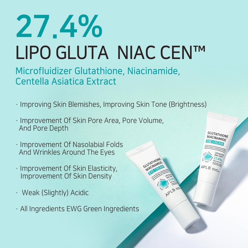 APLB Glutathione Niacinamide Eye Cream | LIPO GLUTA NIAC CEN 27.4% 0.68 FL.OZ/Korean Skincare, Eye cream for dark circles and pu