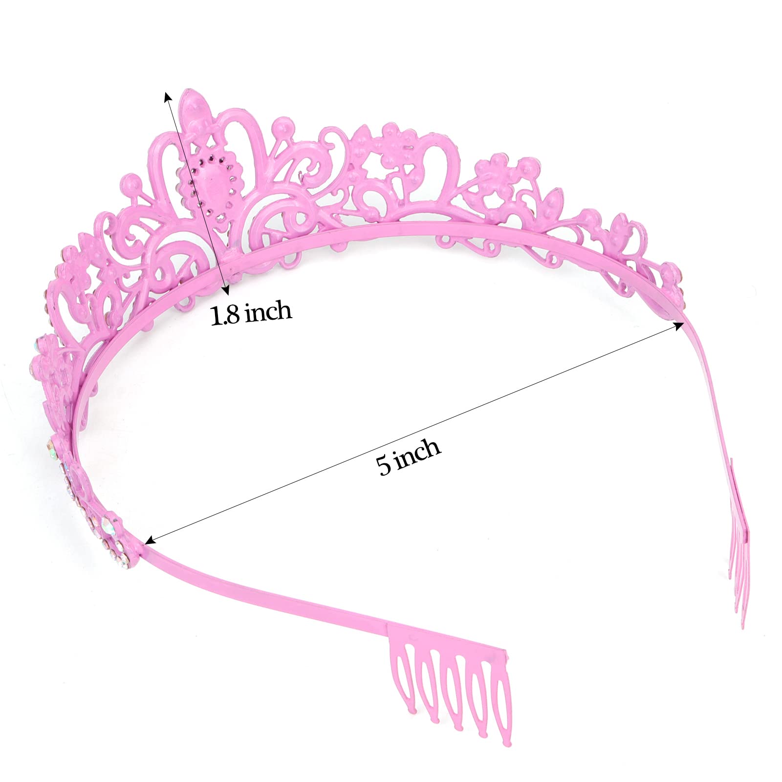 Cocide Pink Tiaras And Crowns For Women Crystal Princess Tiara Rhinestone Queen Crown With Combs Bride Bridal Wedding Prom Hallo