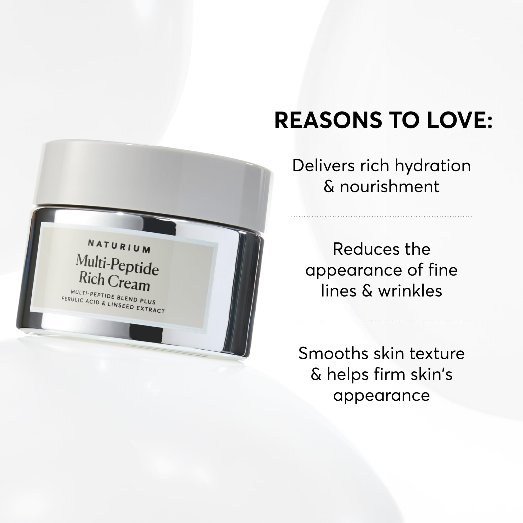 Naturium Multi-Peptide Rich Cream, Hydrating & Nourishing To Help Appearance Of Fine Lines & Wrinkles, Vegan & Cruelty-Free, 1.7