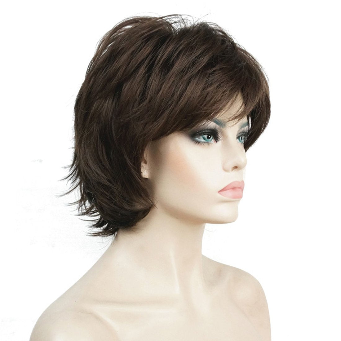 Lydell Short Layered Shaggy Wavy Full Synthetic Wigs (Light Chestnut Brown)