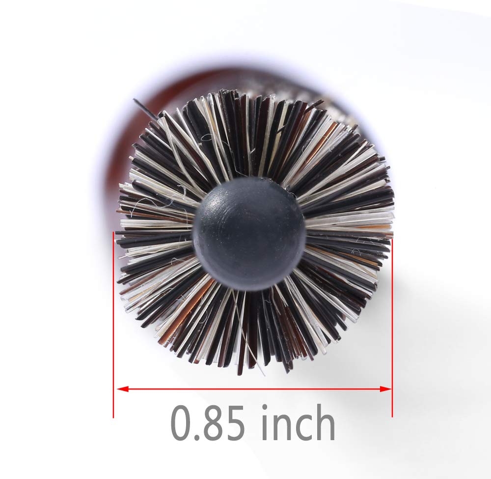 Perfehair Mini Boar Bristle Round Brush For Short Hair, Small Round Barrel Brush For Blow Drying-0.85 Inch Diameter