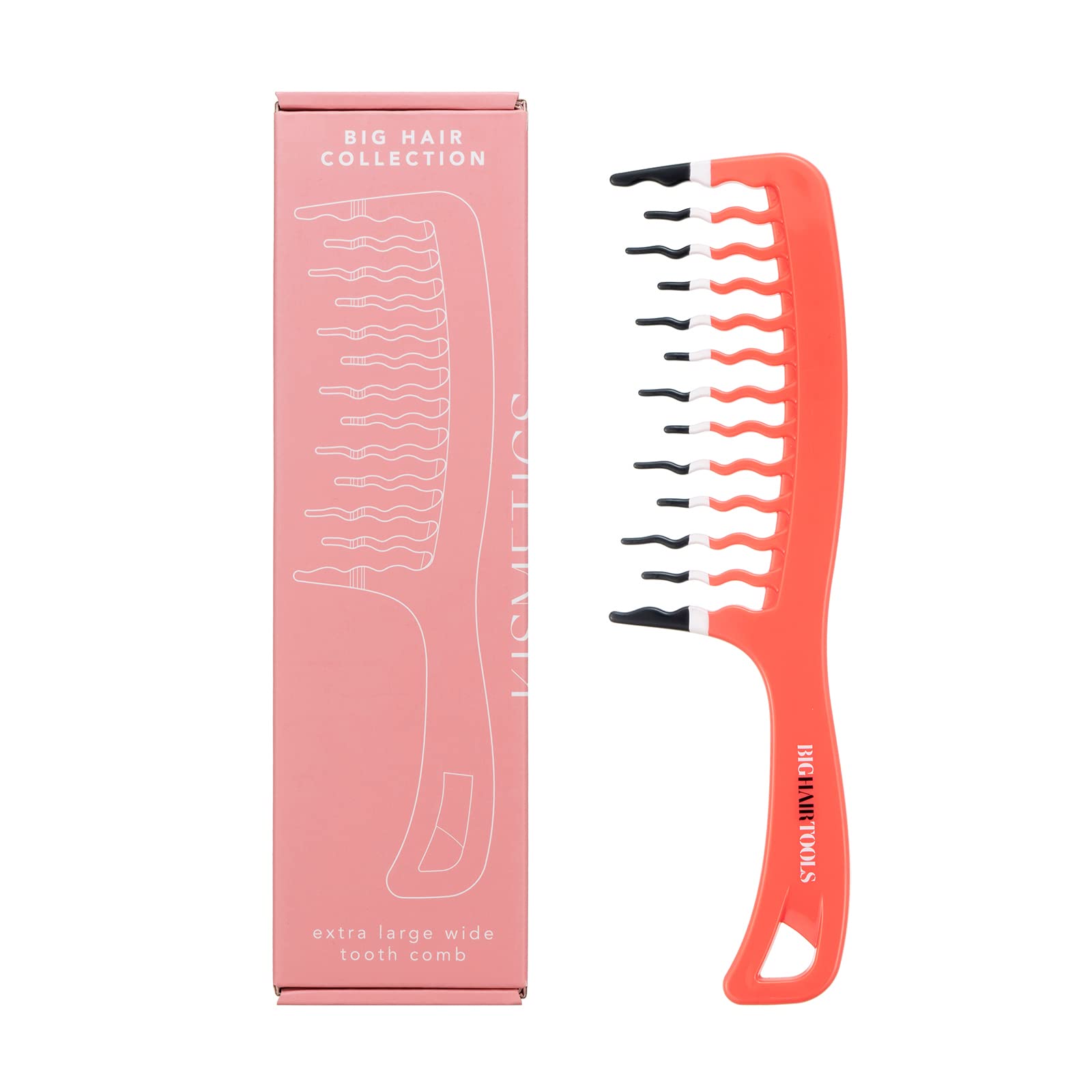 Kismetics - Big Hair Tools, Extra Large Wide Tooth Comb, Wavy Wide Tooth Comb, Big Handle For Firmer Grip, Long Tooth Shower Com