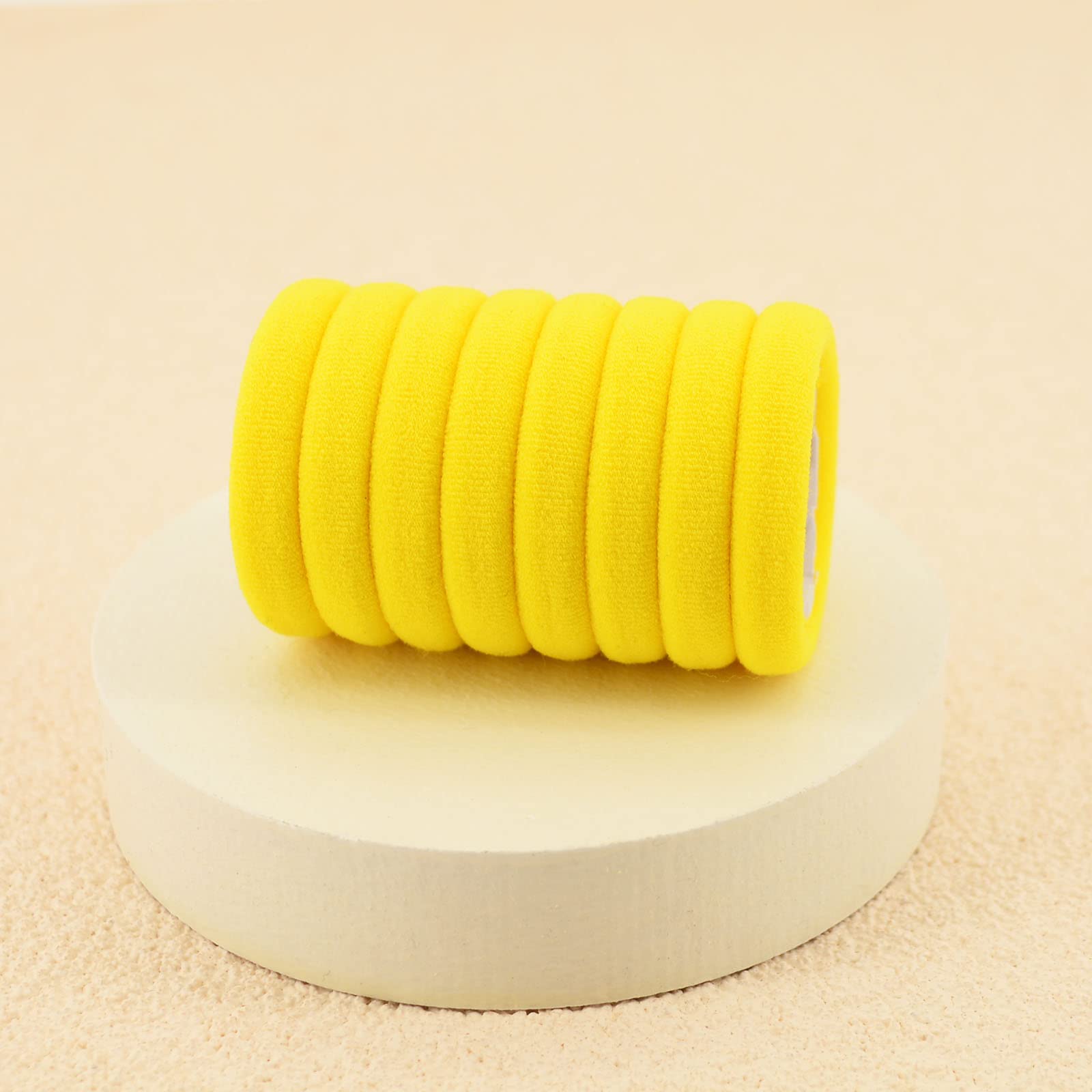 100 Pack Seamless Hair Ties For Women Girls Ponytail Holders For Thick Hair (Yellow)