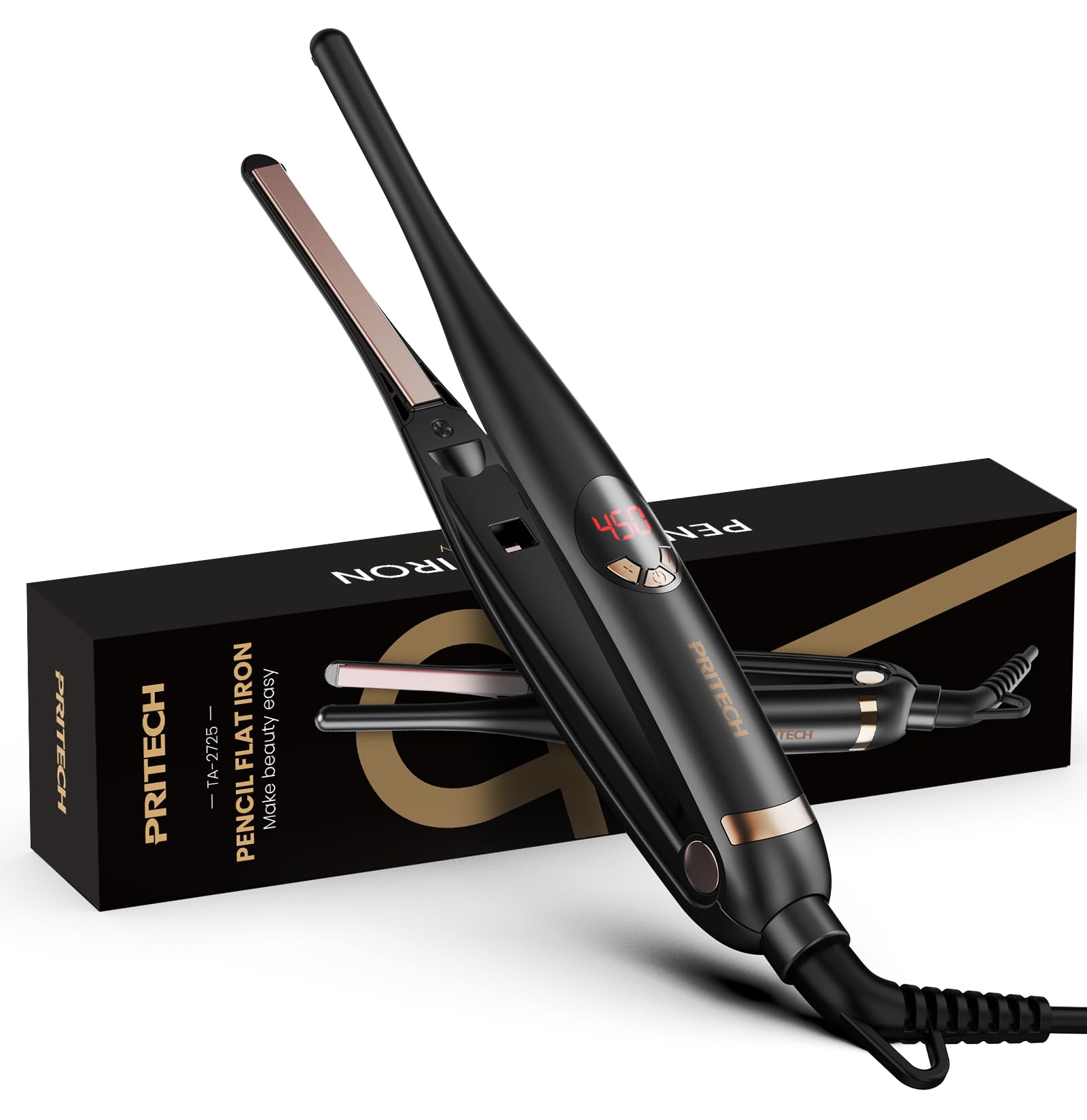 Small Flat Iron, 3/10 Pencil Flat Iron for Short Hair, Pixie Cut and Bangs, Negative Ions Small Hair Straightener for Edges with
