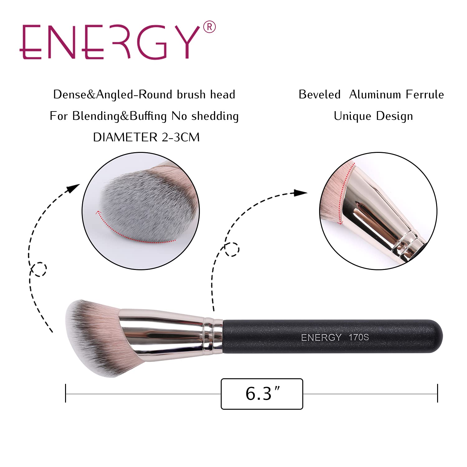 ENERgY Foundation Brush Large Powder Foundation Brush for Face Mineral Liquid cream Powder cosmetics - Buffing, Stippling,Blendi