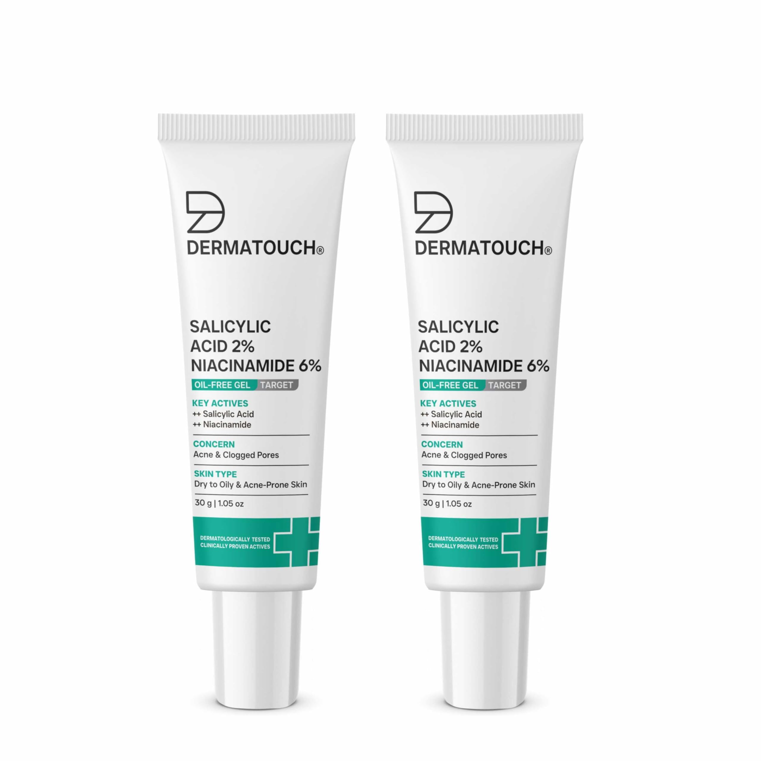 Dermatouch Salicylic Acid 2% Niacinamide 6% AntiAcne OilFree Gel For Active Acne, Oil Balancing, Pore Tightening | 30G (Pack O