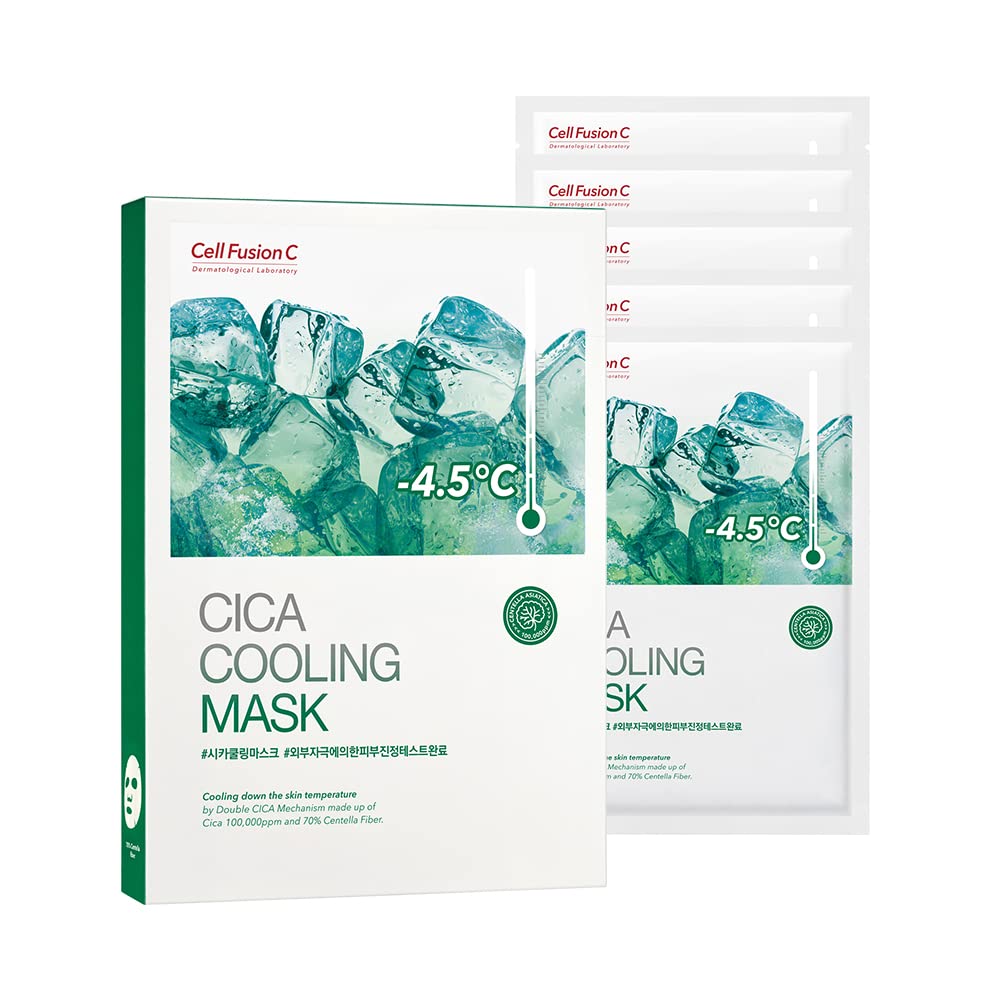 Cell Fusion C Post Alpha Cica Cooling Mask 5Ea, Instant Cooling Sensation With Centella Asiatica & Panthenol, Hydrating And Calm