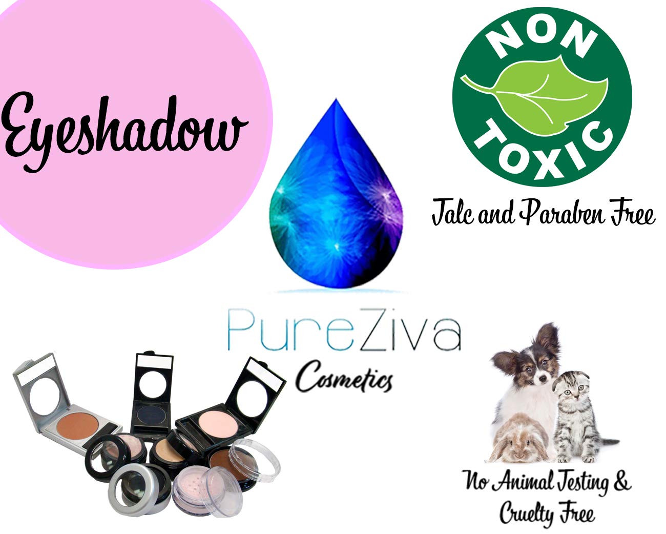 Pure Ziva Peacock Neon Jewel Tone Blue Turquoise Teal Shimmer Pressed Powder Single Vegan Eyeshadow; Talc, Paraben & Cruelty Fre