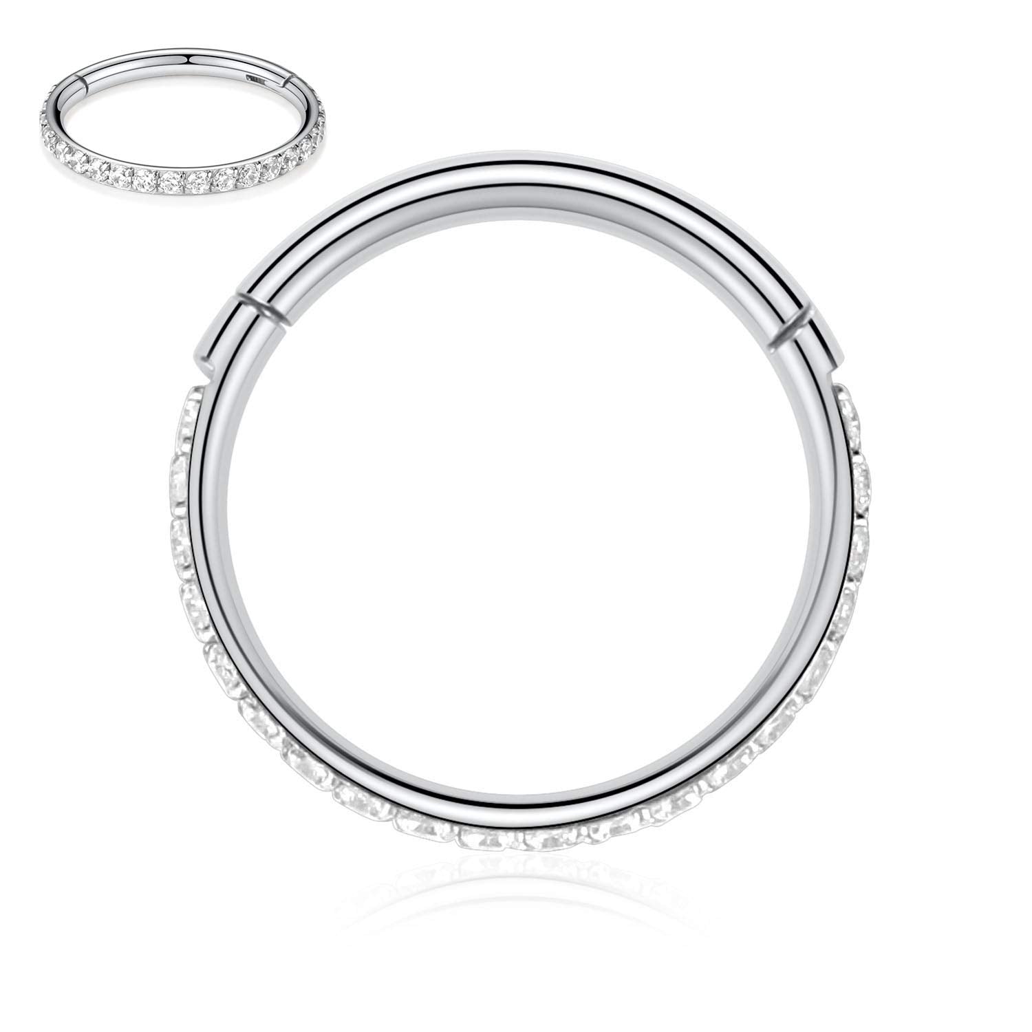 FUNLMO 16G Septum Jewelry 7mm Daith Earrings Septum Ring CZ Nose Ring Hoop Septum Clicker Cartilage Earring Hoop Helix Daith Tra