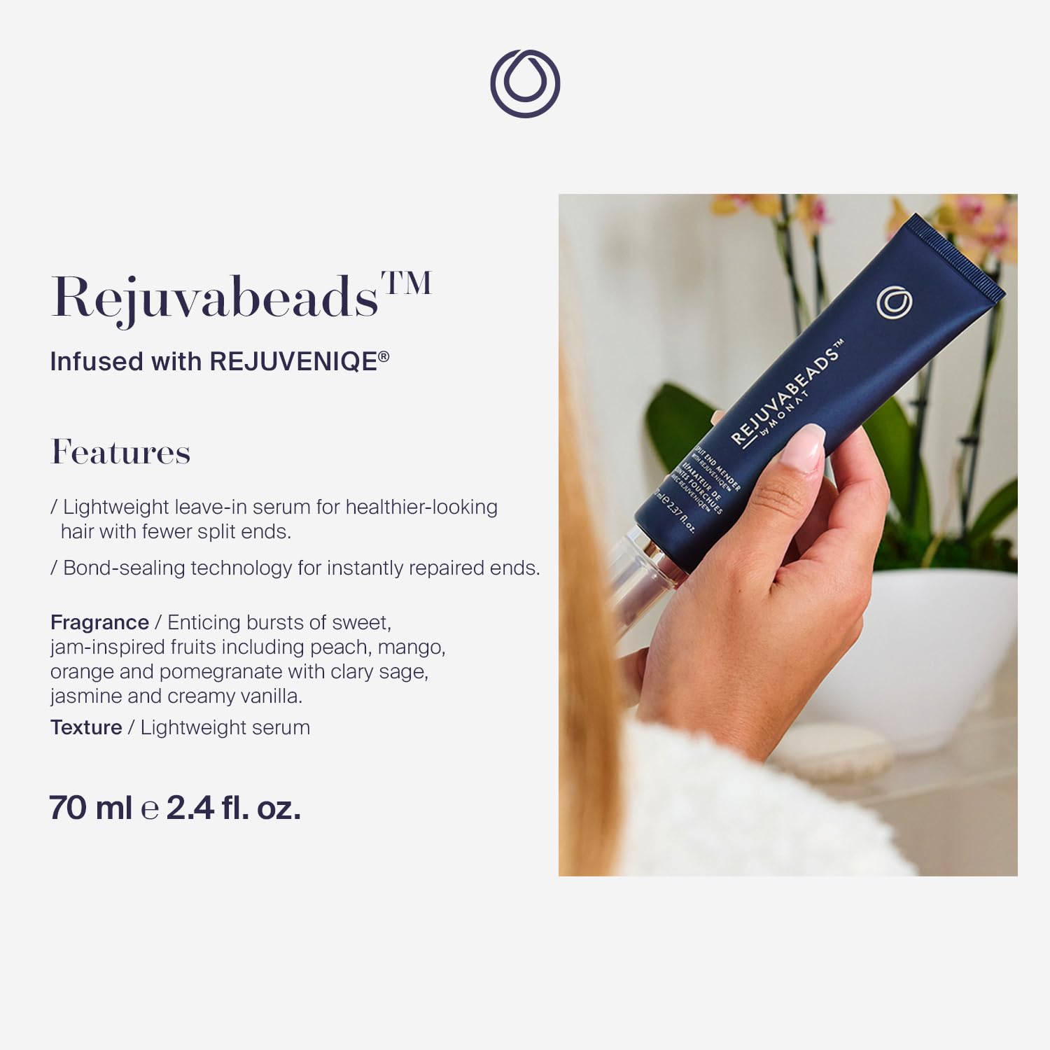 MONAT Rejuvabeads Infused w/Rejuveniqe - A Revolutionary Leave-in Split End Mender. Lightweight Serum Instantly Repairs Split En