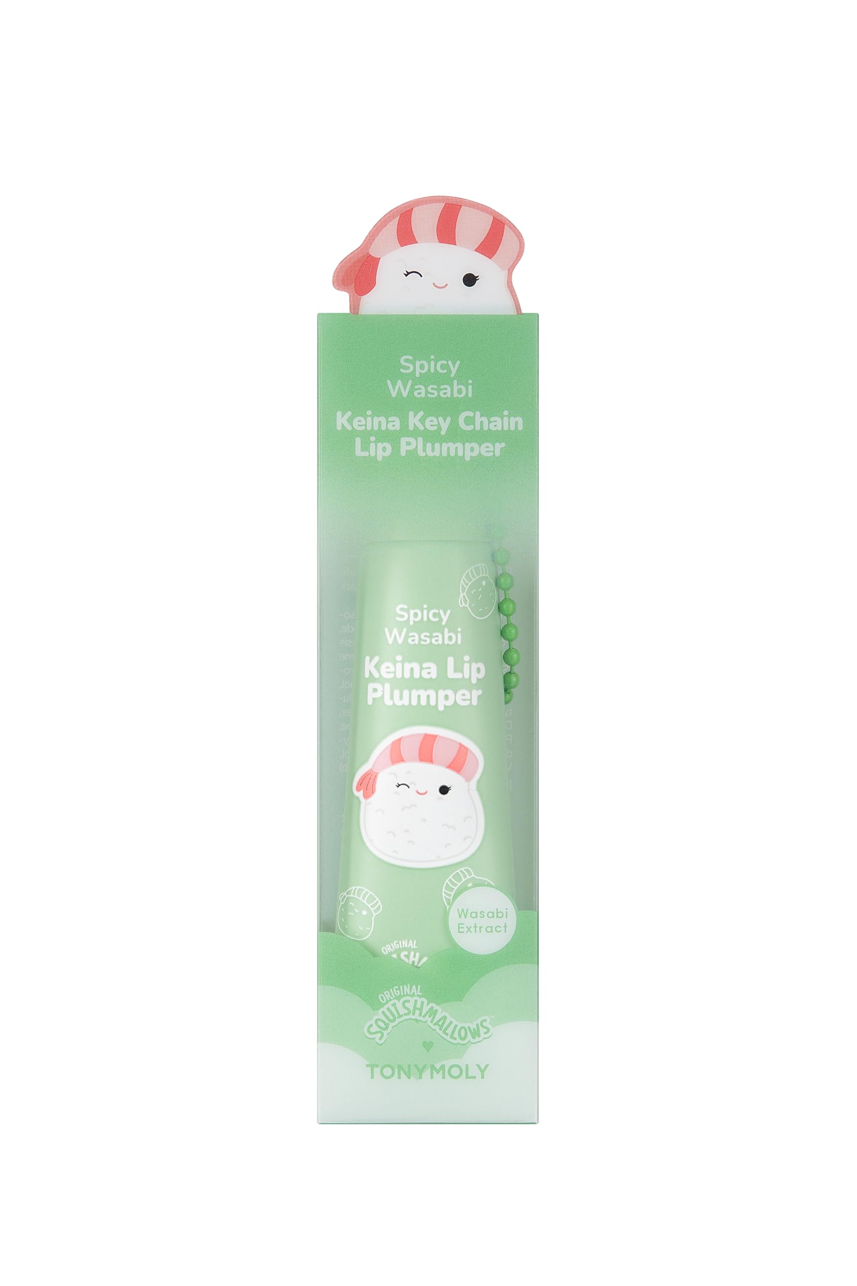TONYMOLY x Squishmallows Keina Keychain Spicy Wasabi Lip Plumper - Cooling and Hydrating, Volumizing and Plumping, High shine cl
