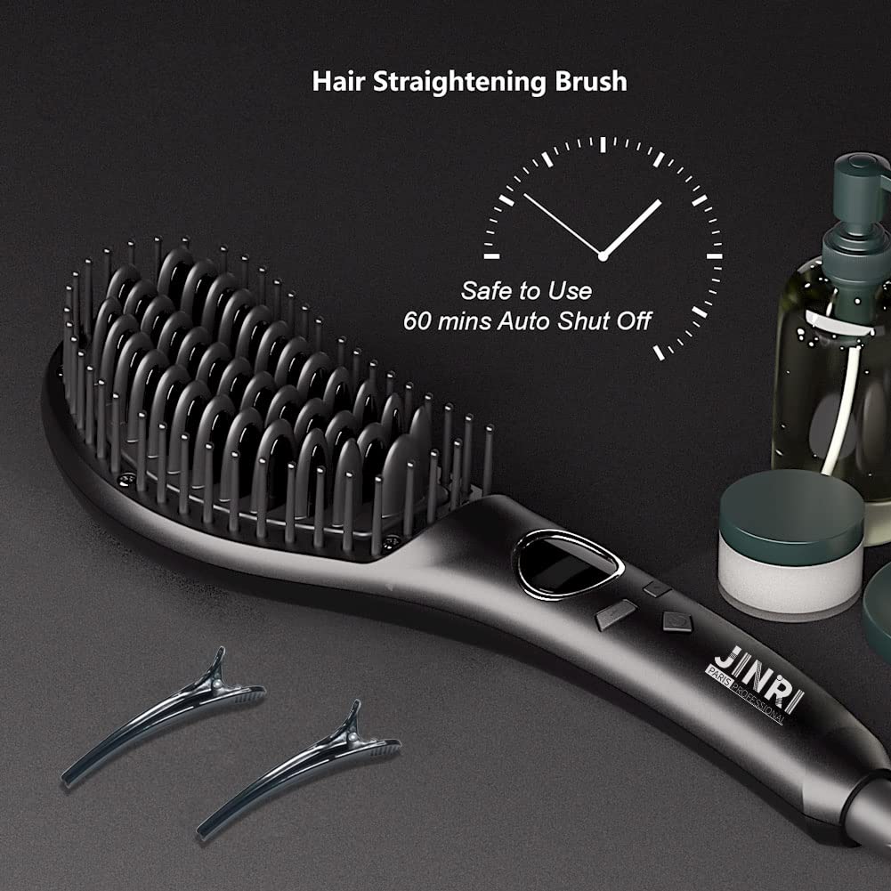 Hair Straightener Brush, Ceramic Ionic Straightening Iron Comb Anti-Scald, Best Soft Round Touch Body, Perfect for Professional