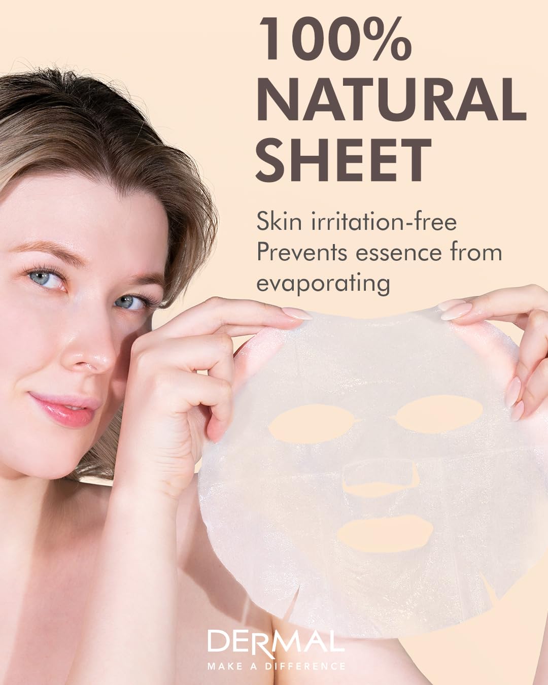 DERMAL Pearl Collagen Essence Facial Mask Sheet 23g Pack of 10 - Clarify Skin, Skin Smooth, Daily Skin Treatment Solution Sheet