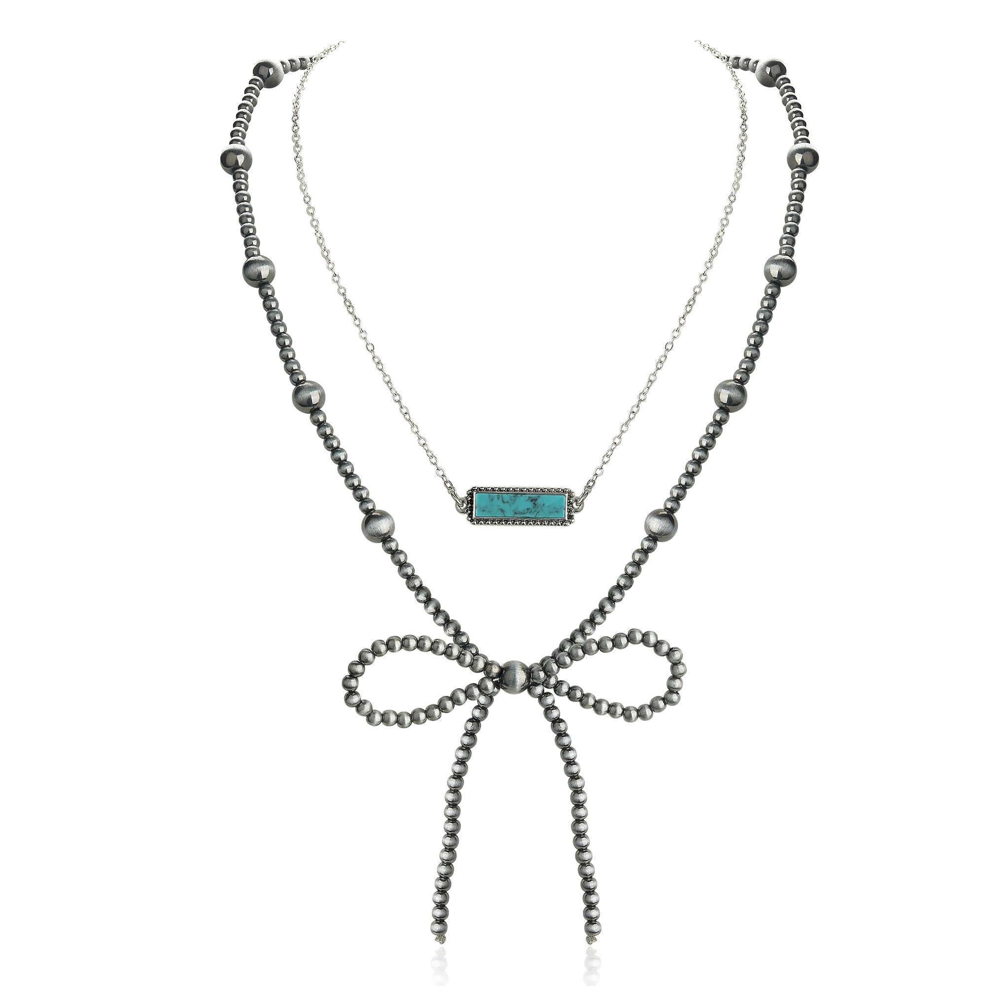 Navajo Pearl Bow Necklace Western Jewelry for Women Cowgirl Turquoise Necklaces Jewelry(2)