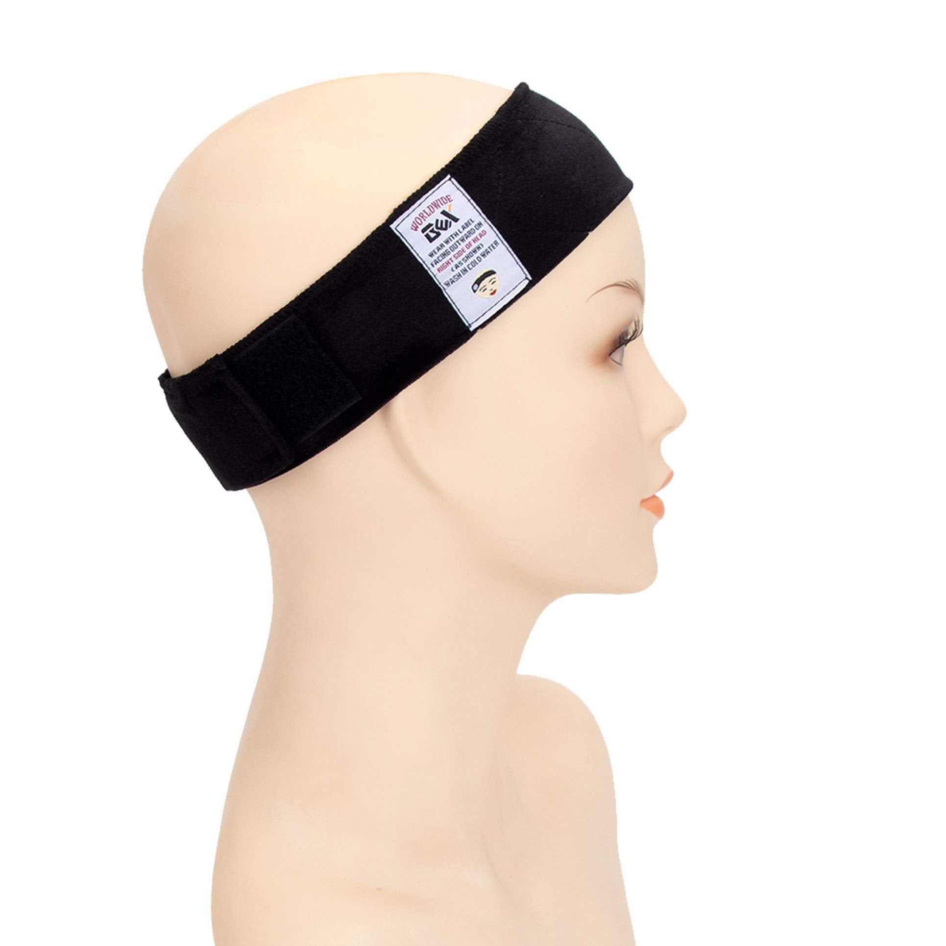 Gex Beauty Flexible Velvet Wig Grip Wig Band Scarf Head Hair Band Adjustable Fastern(Deep Black)