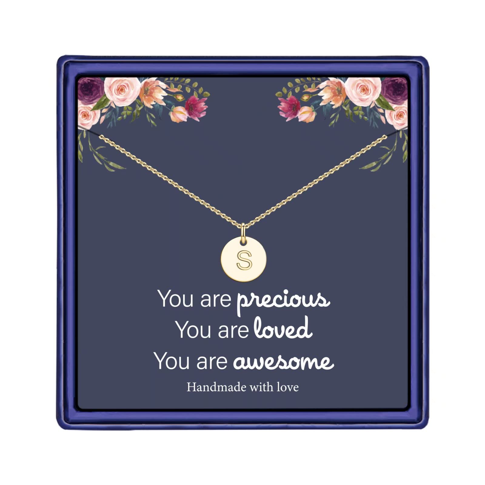 Hidepoo Valentines Day Gifts - Disc Initial Necklaces Personalized Gifts Letter Necklace for Women Dainty Letter Necklace Pendan