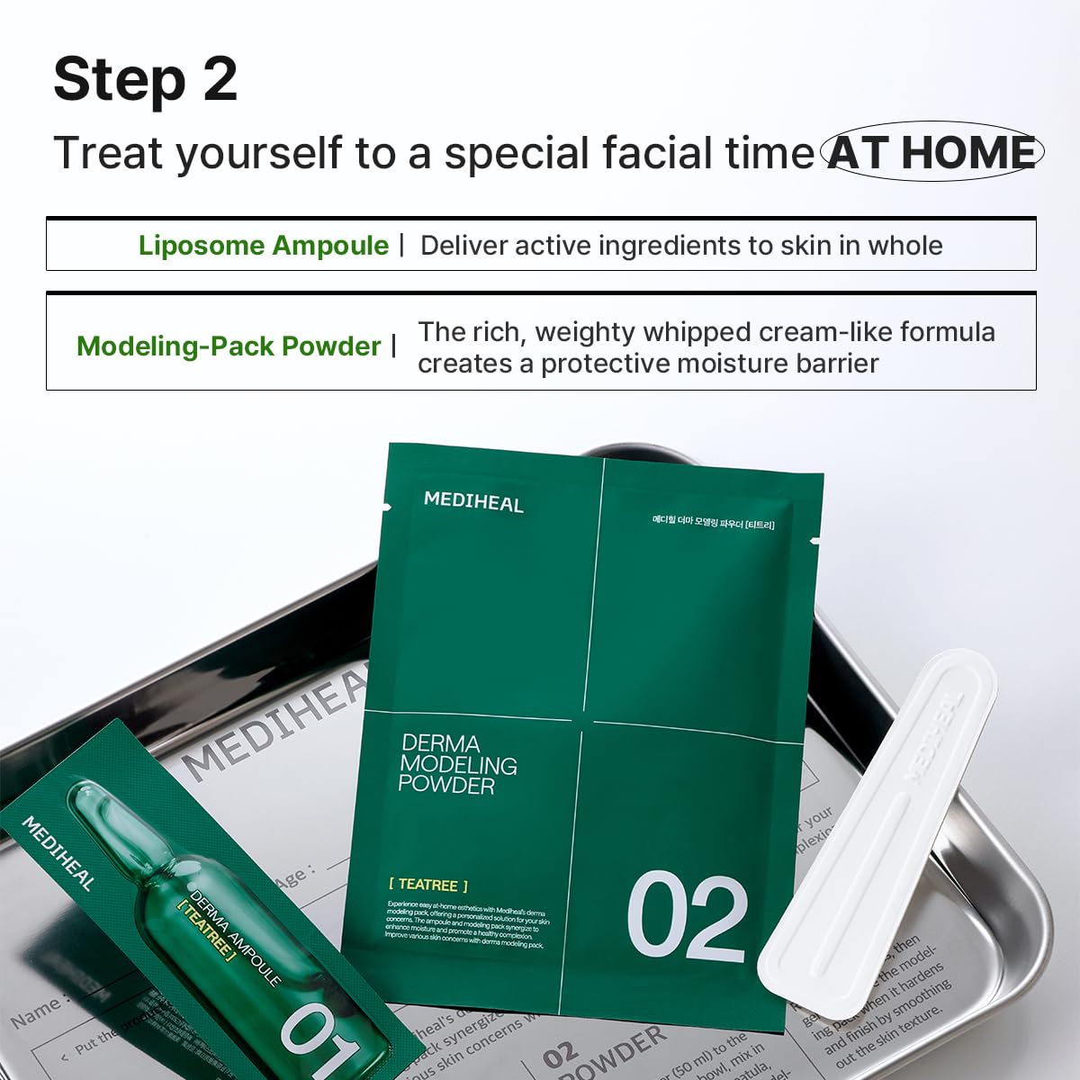 Mediheal Derma Modeling Pack Teatree*2 - Rapid Cooling For Soothing Skin - Easy Diy Home Spa Kits, Hydrating Icy Jelly Mask For