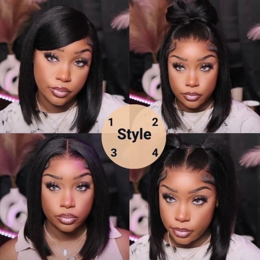 Beauty Forever Wear And Go Glueless Bob Wig 7X5 Bye Bye Knots Pre-Cut Lace Closure Wig,Straight Bob Human Hair Wigs Ready Wear W