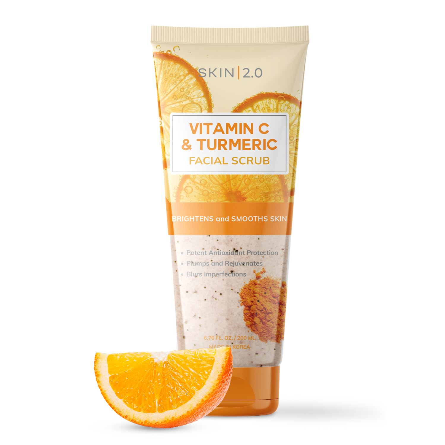 Skin 2.0 Vitamin C And Turmeric Face Scrub - Anti Aging Facial Exfoliating Scrub, Clears Blackheads Improve Dark Spot & Acne - 6