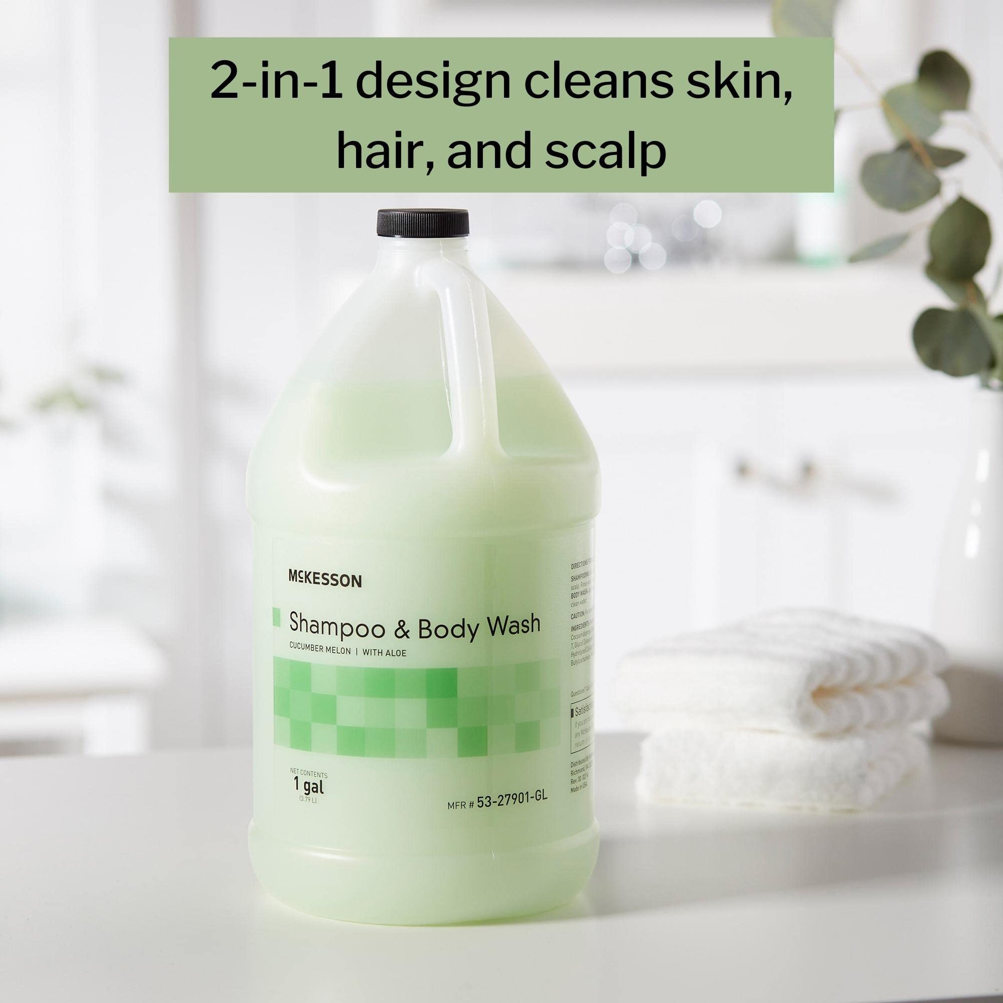 Mckesson Body Wash And Shampoo With Aloe, 1 Gallon, Cucumber Melon