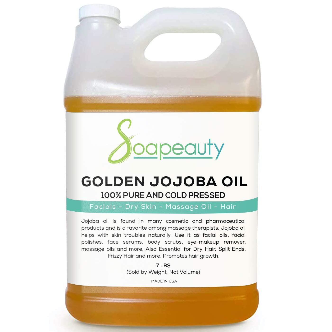 Soapeauty Golden Jojoba Oil | 100% Pure & Natural | Unrefined, Cold Pressed, Hexane Free | Moisturizing Oil For Skin, Face, Hair
